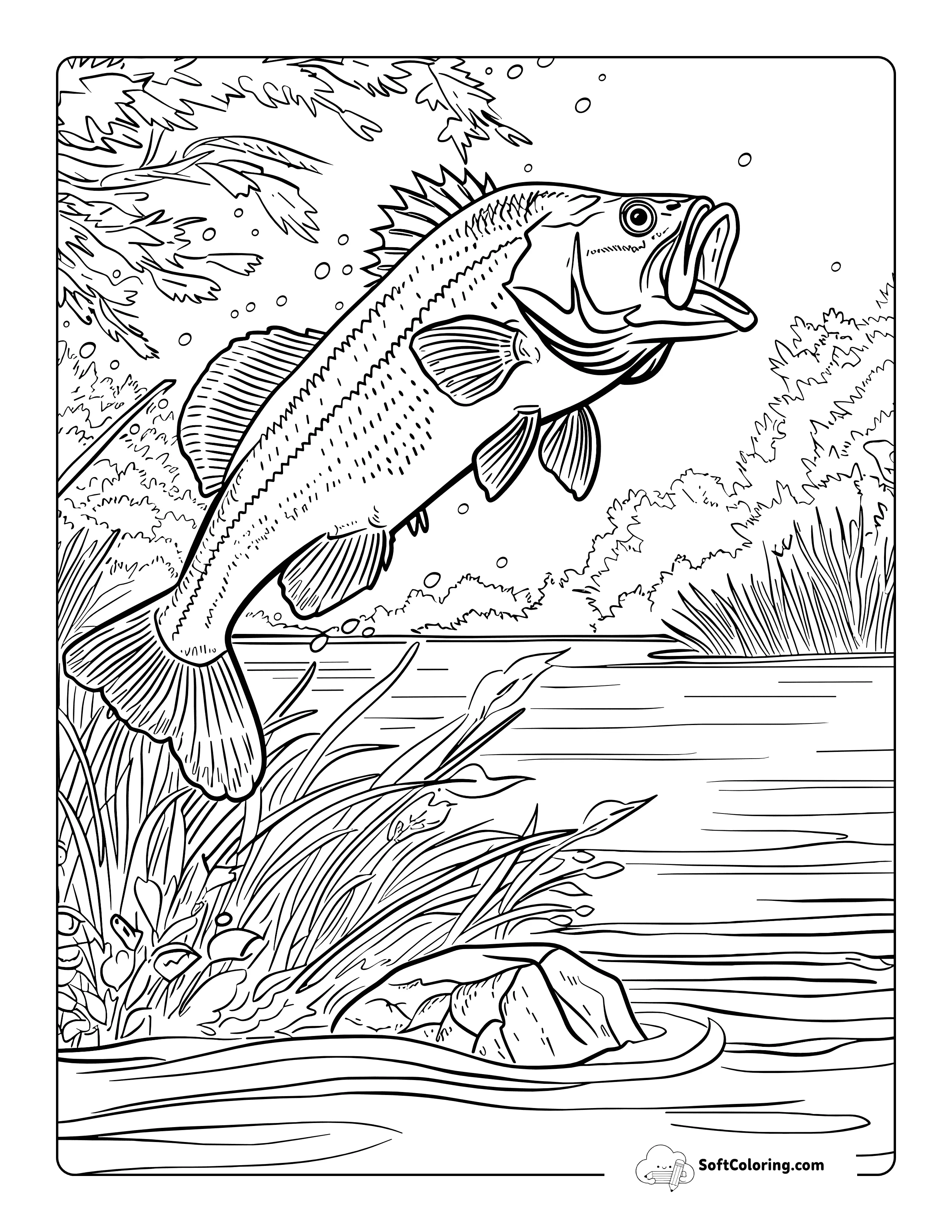 Realistic Bass Coloring Page For Adults