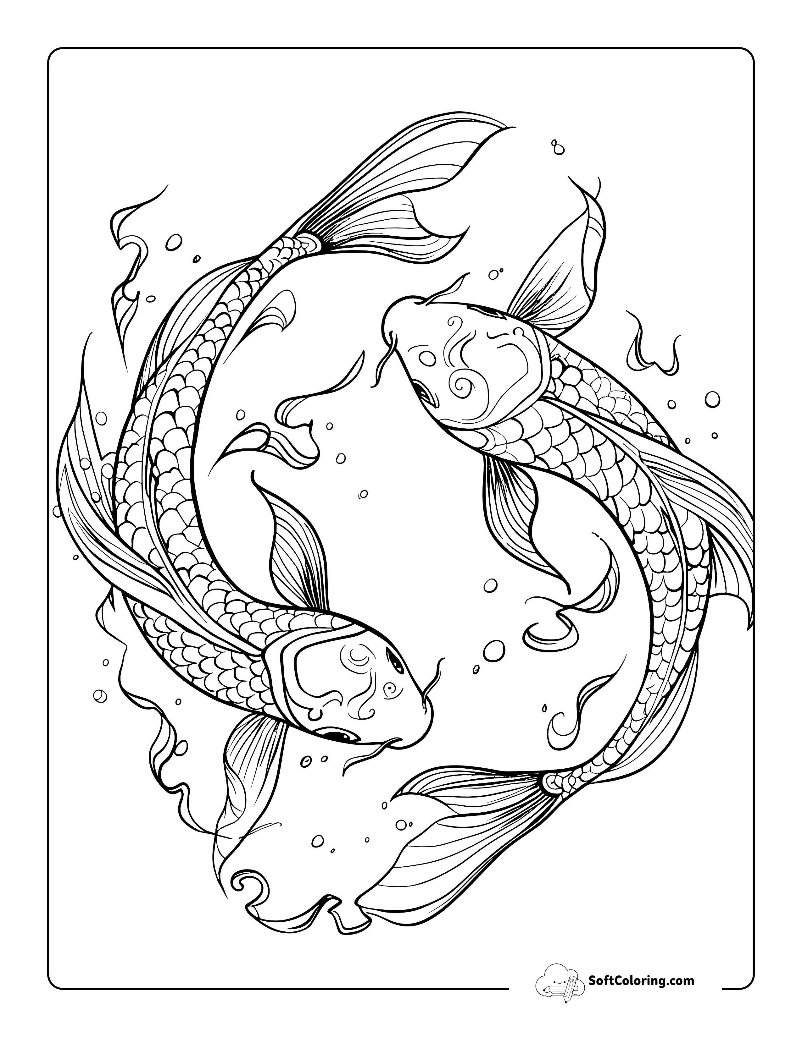 Koi Aesthetic Coloring Page For Adults
