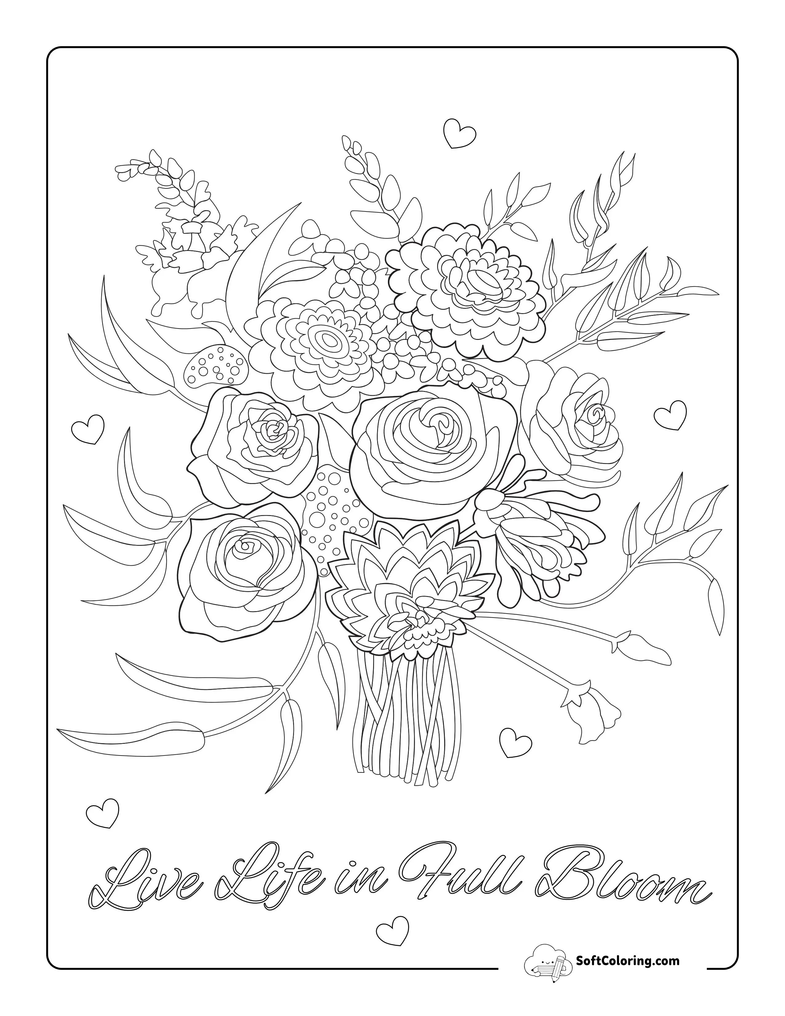 "Live Life In Full Bloom" Inspirational Coloring Sheet