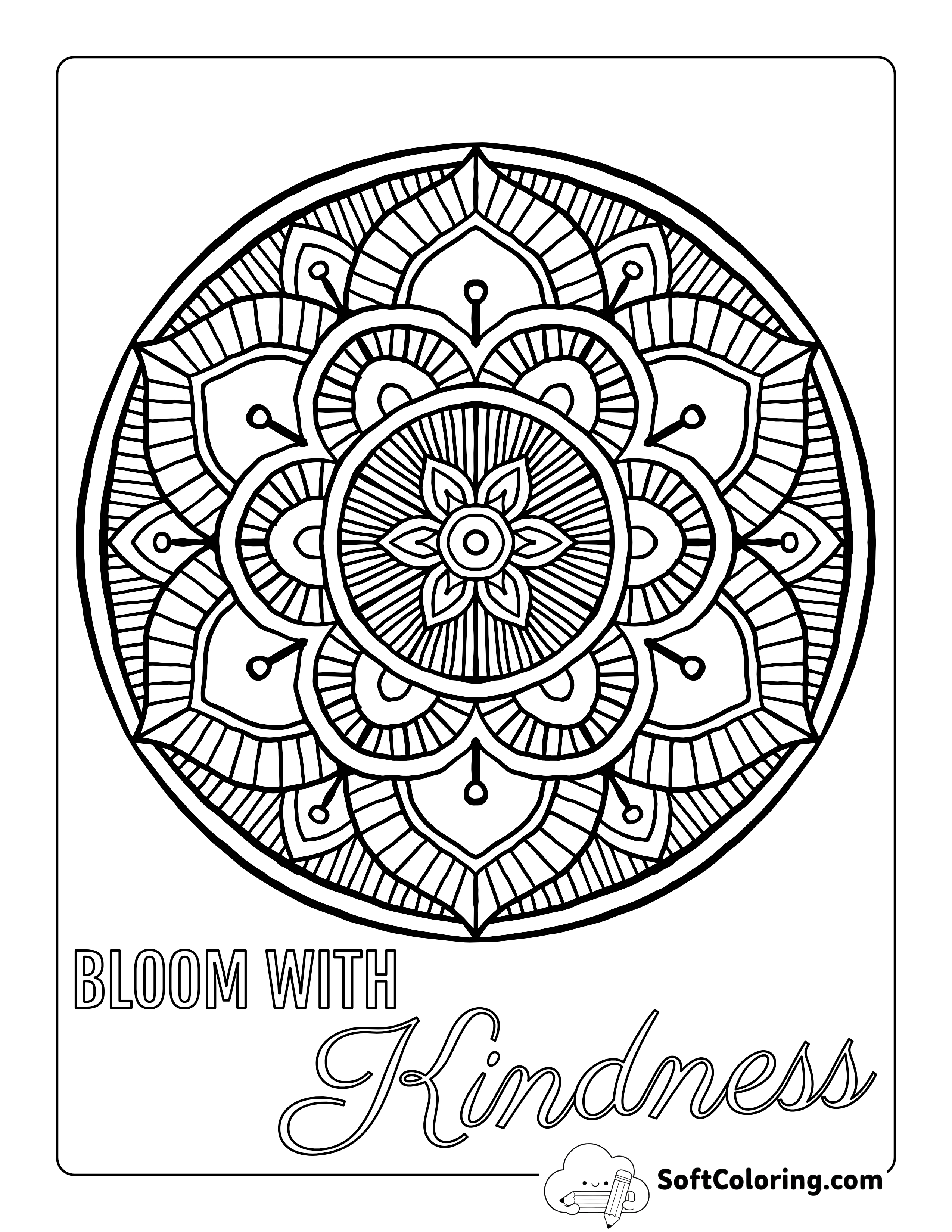 Patterned Flower Mandala for Seniors to Color