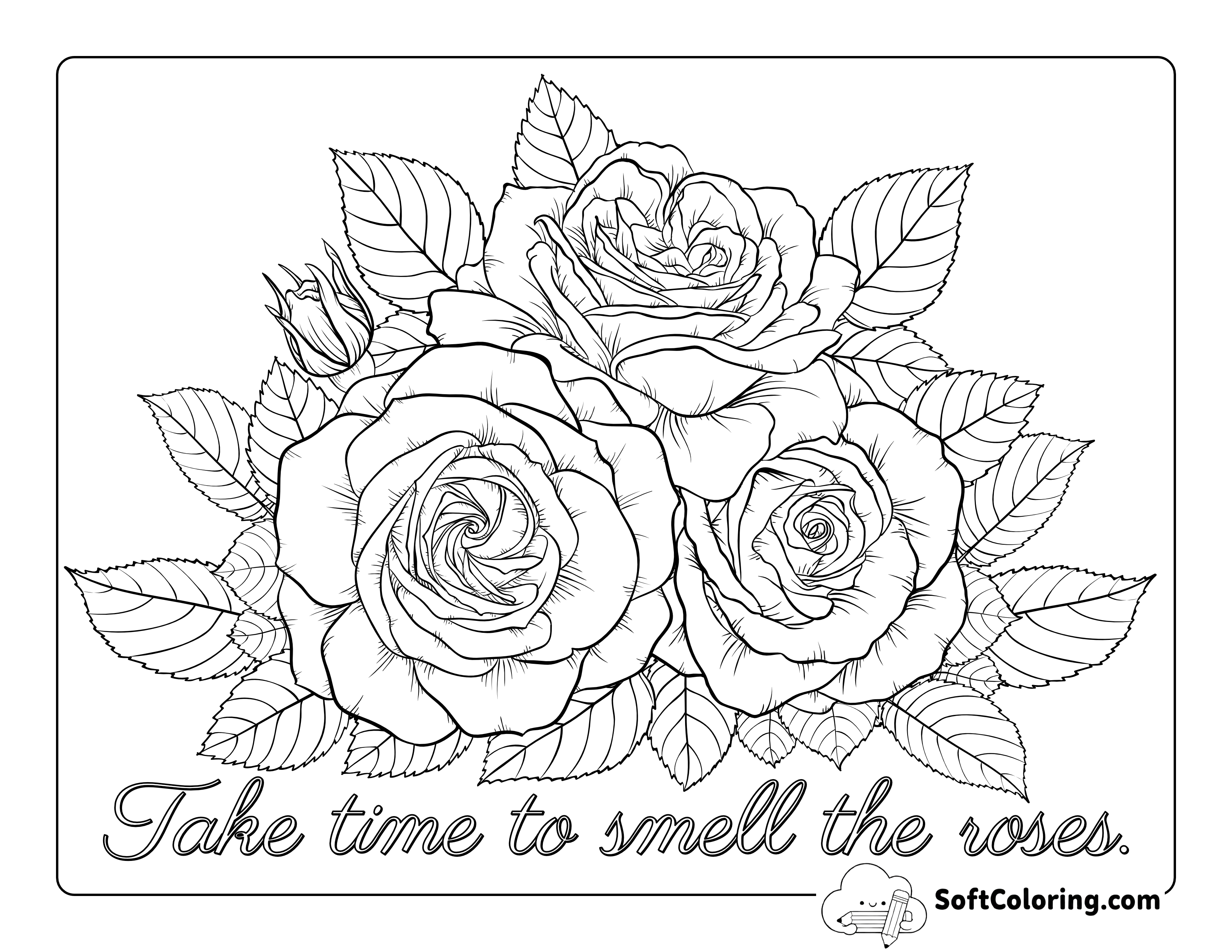 "Take Time to Smell the Roses" Coloring Page
