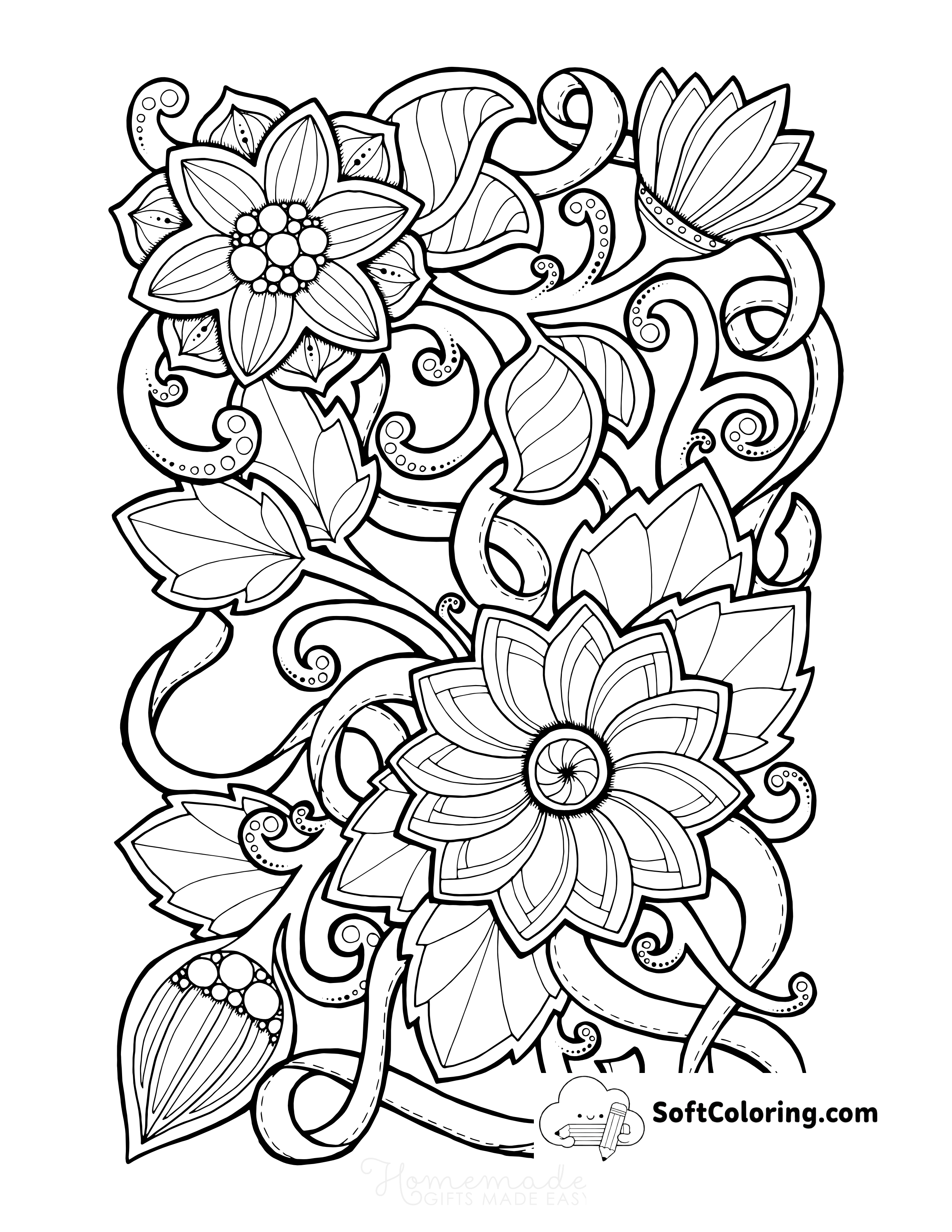 Flower Doodle Coloring Sheet
