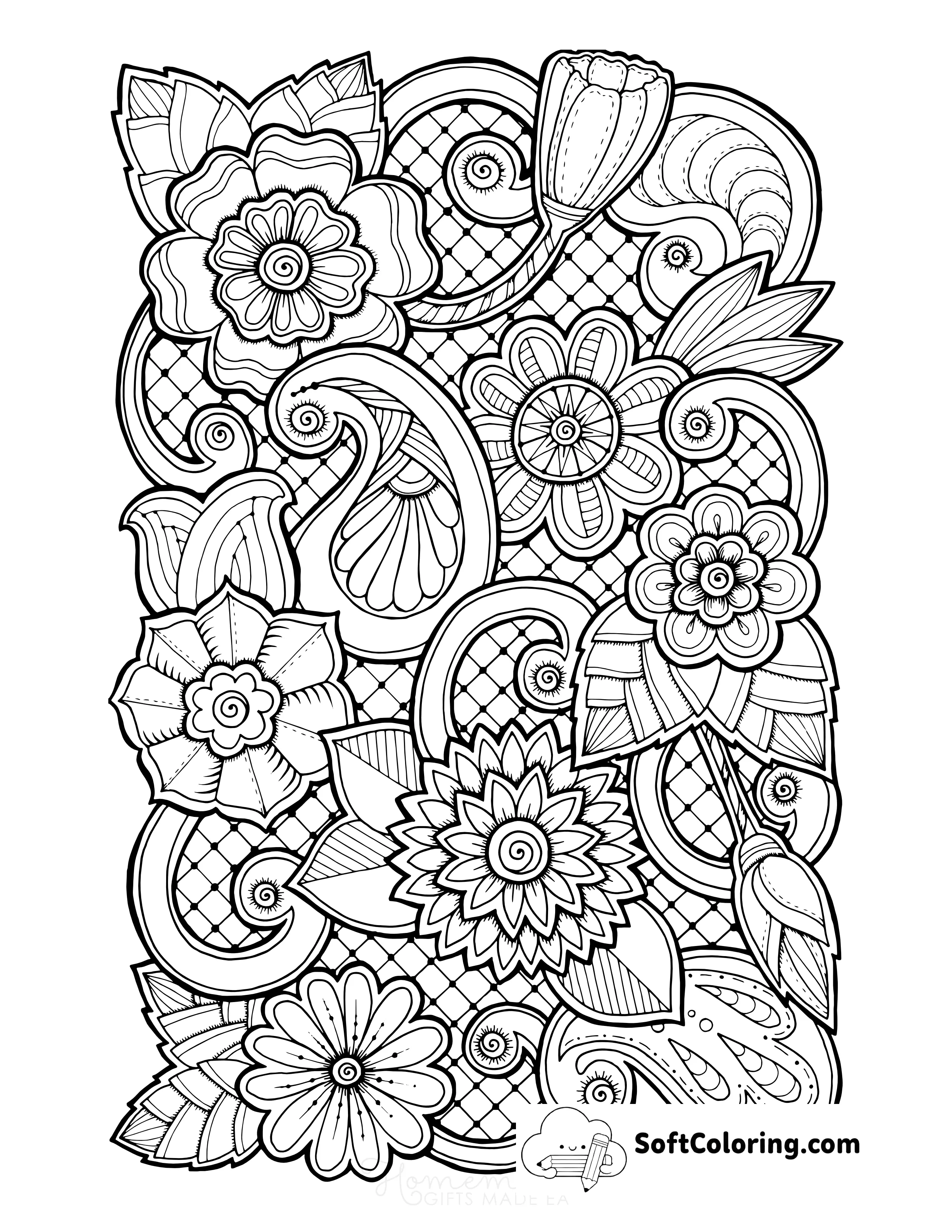 Detailed Flower Doodle To Color