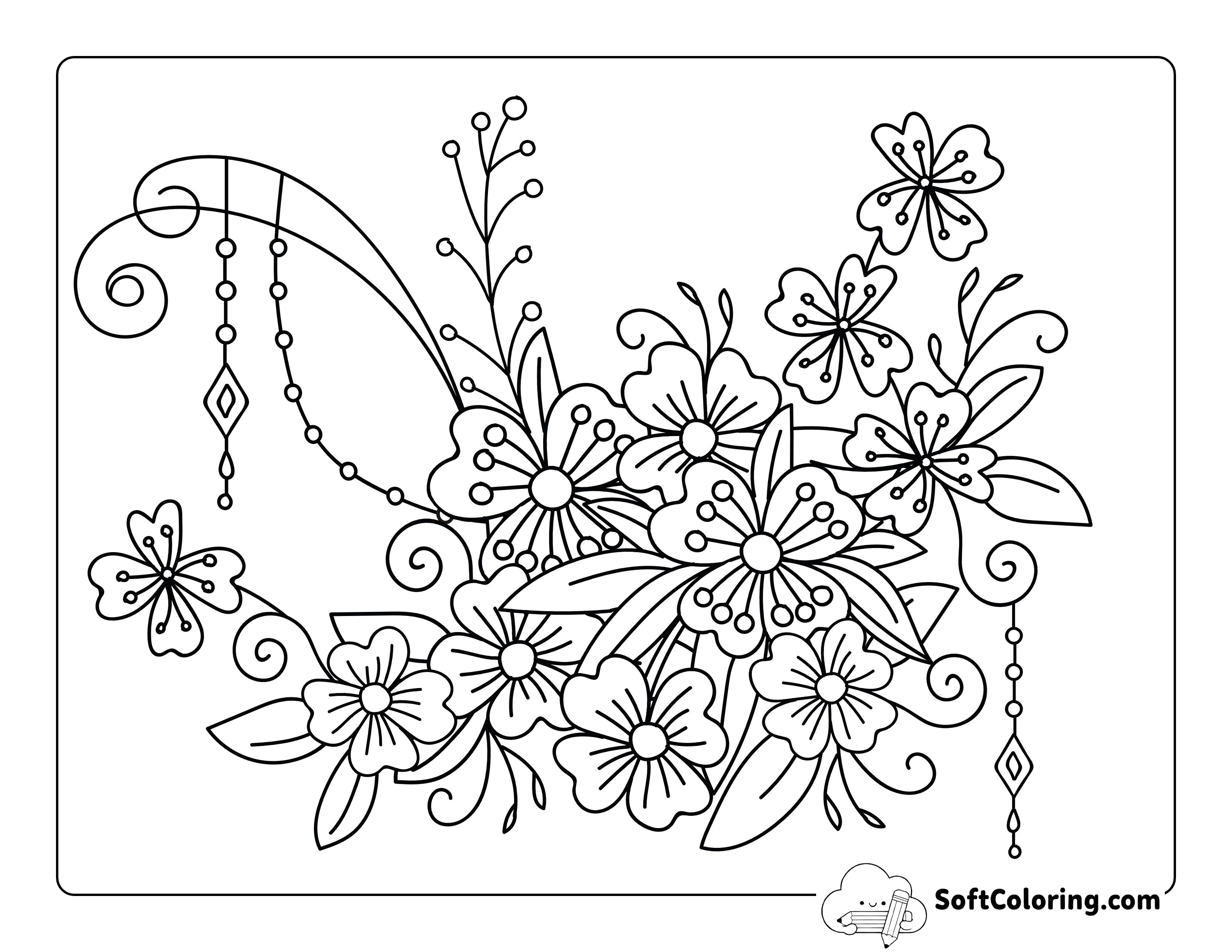 Flower Doodle Picture to Color