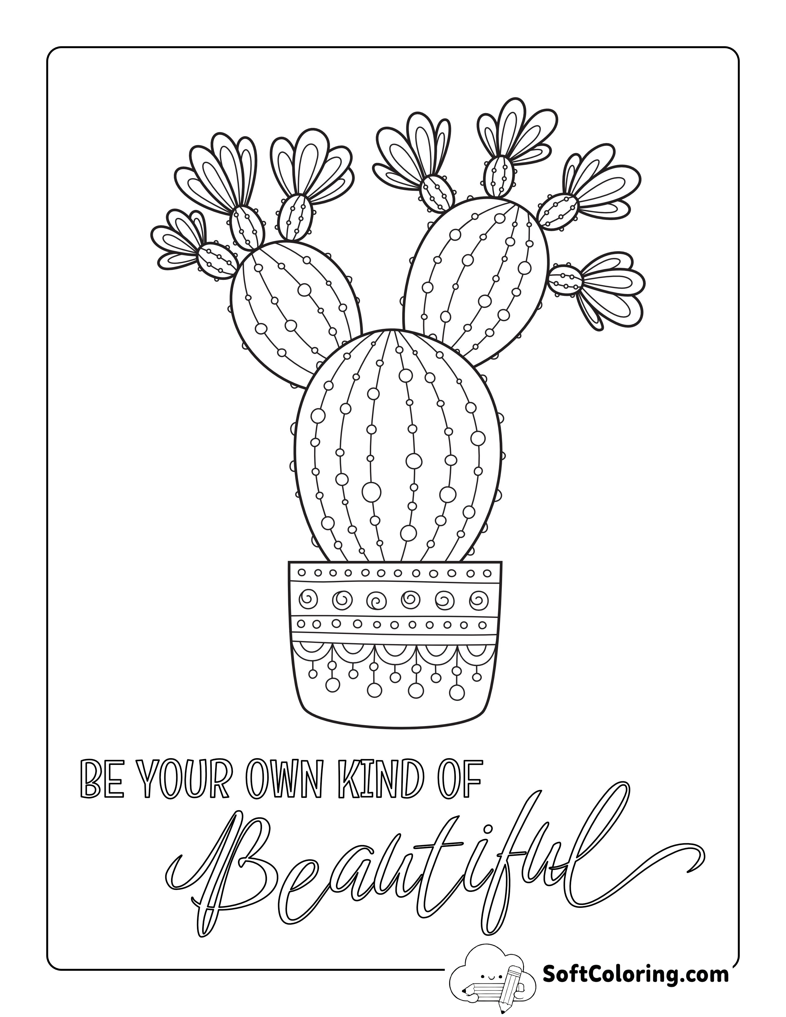 "Be Your Own Kind of Beautiful" Coloring Page for Teens