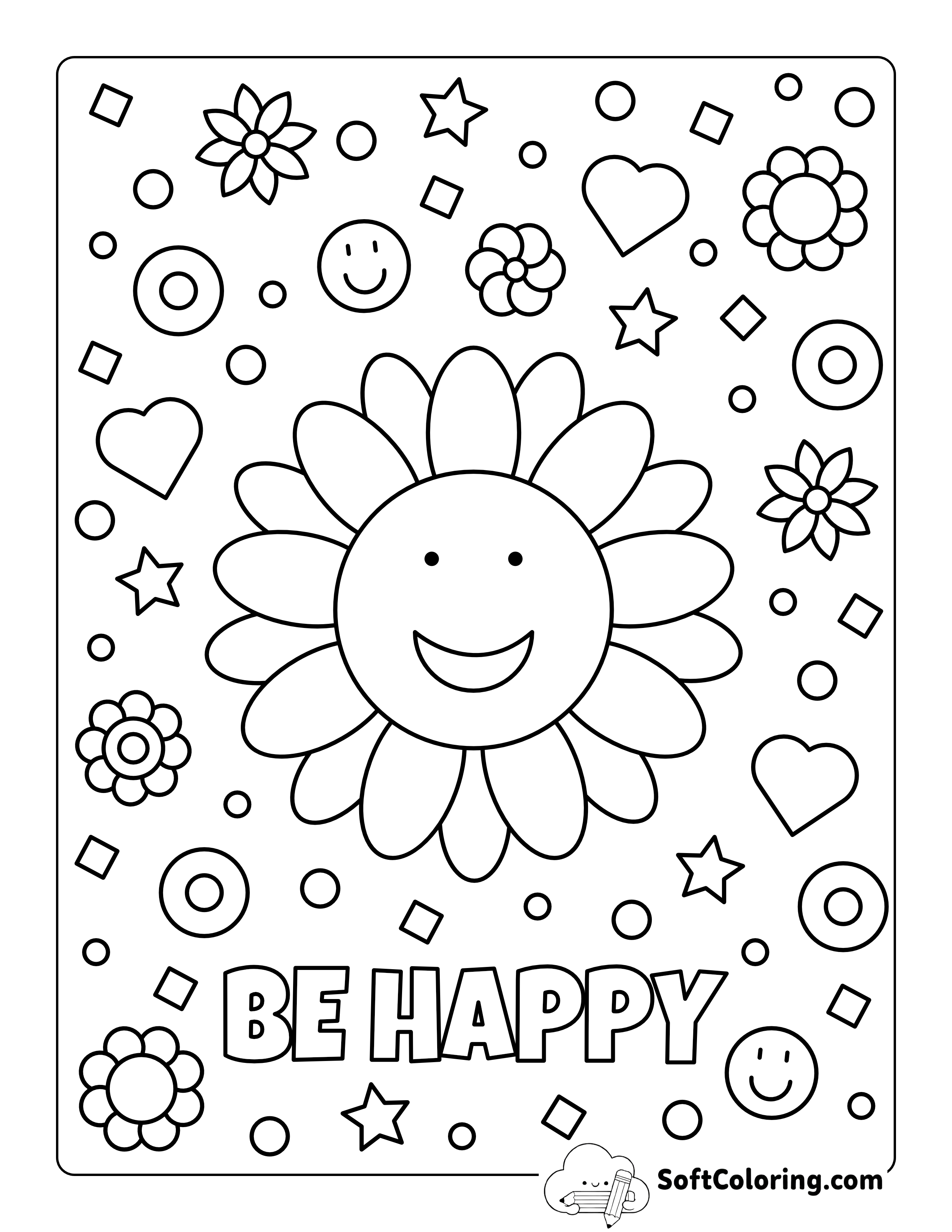 Cute Flower Coloring Page for Preschoolers
