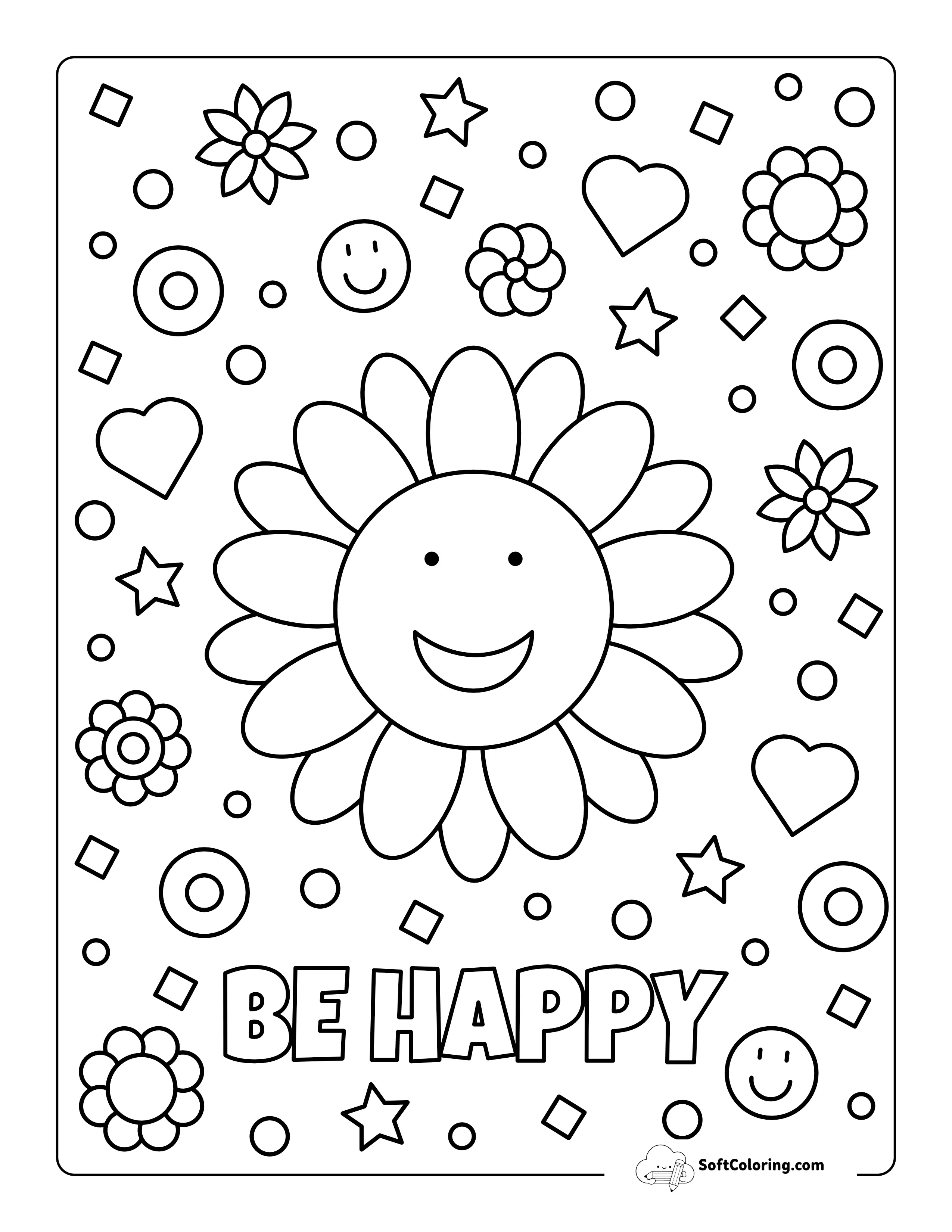 Cute Flower Coloring Page For Preschoolers