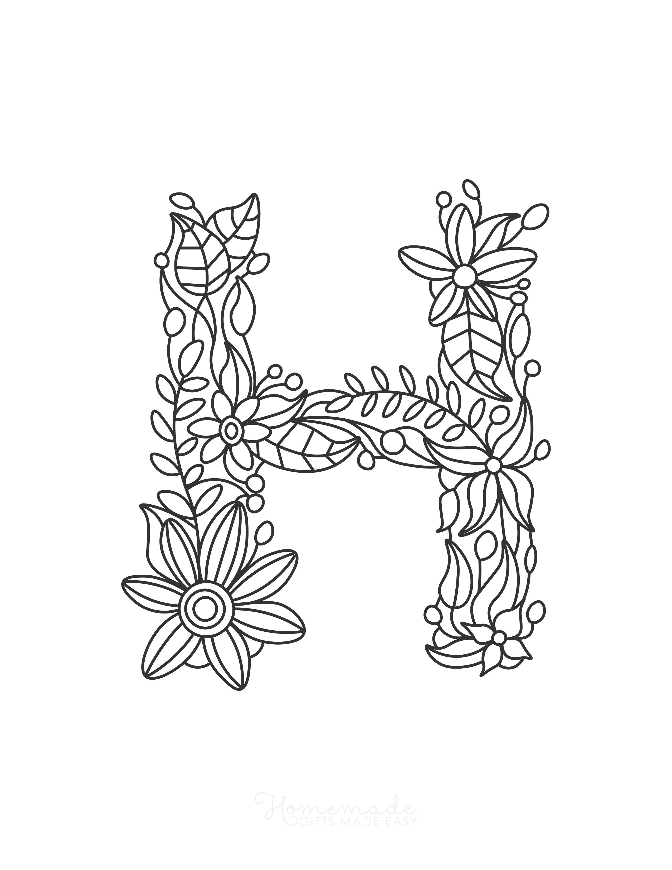Letter "H" Flower Alphabet