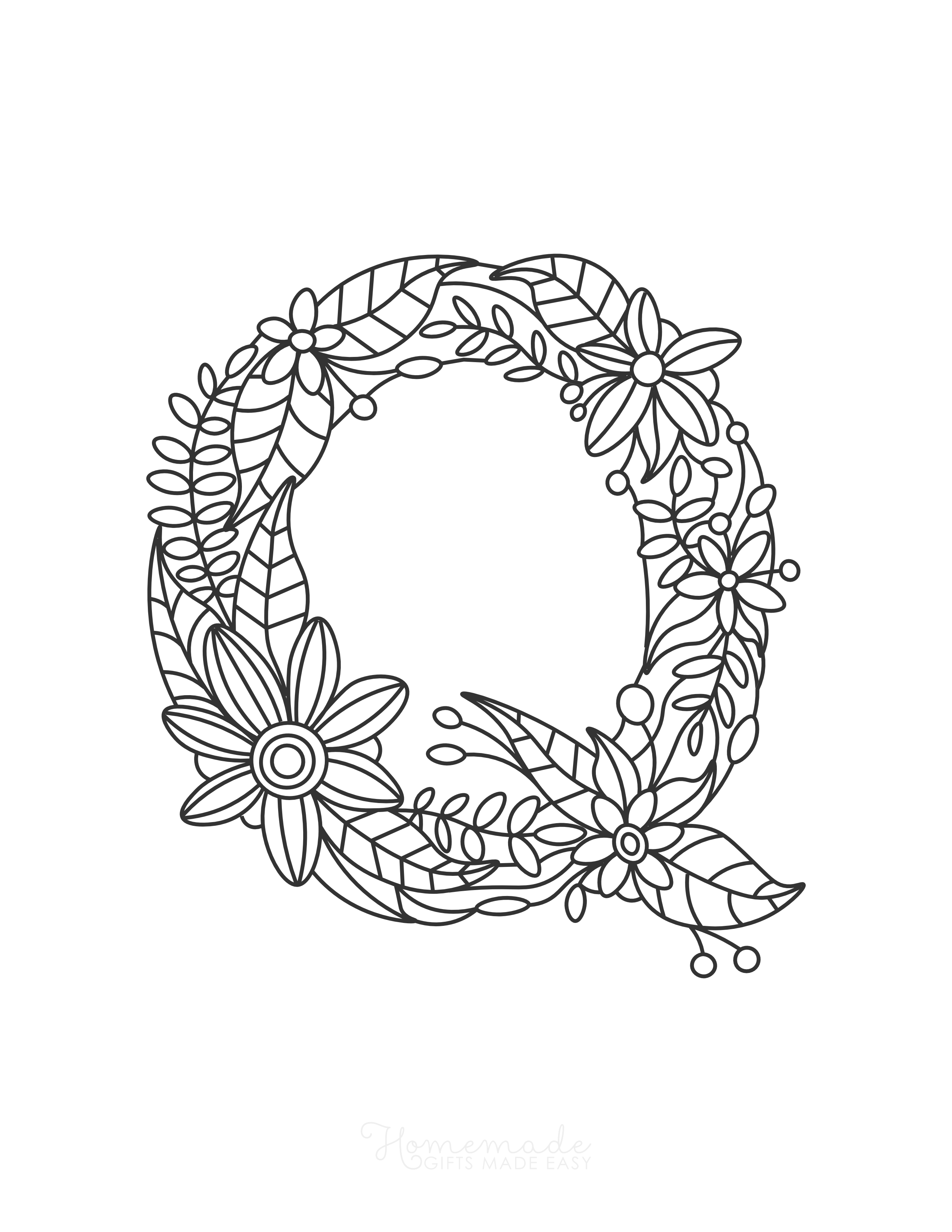 Letter "Q" Flower Doodle Alphabet