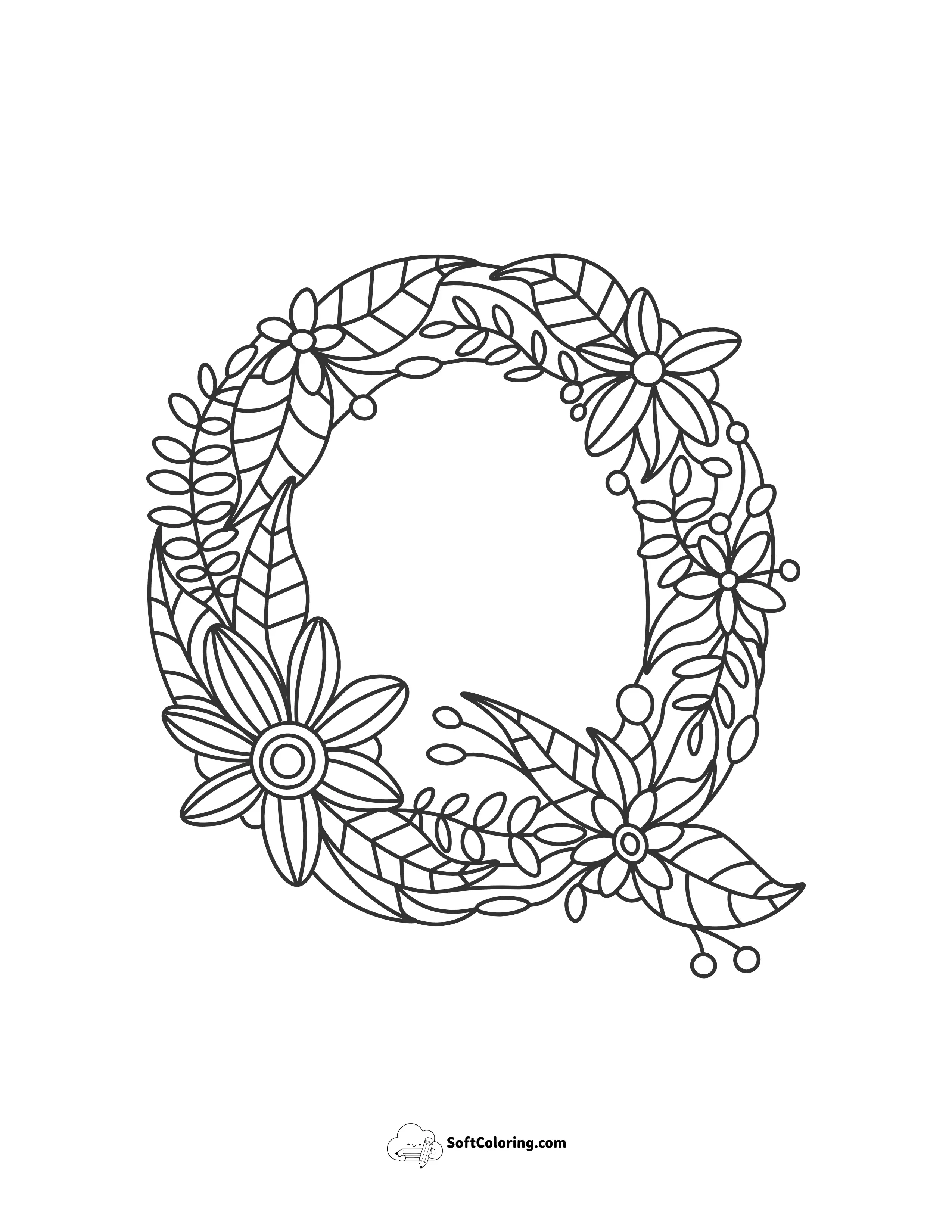 Letter "Q" Flower Doodle Alphabet