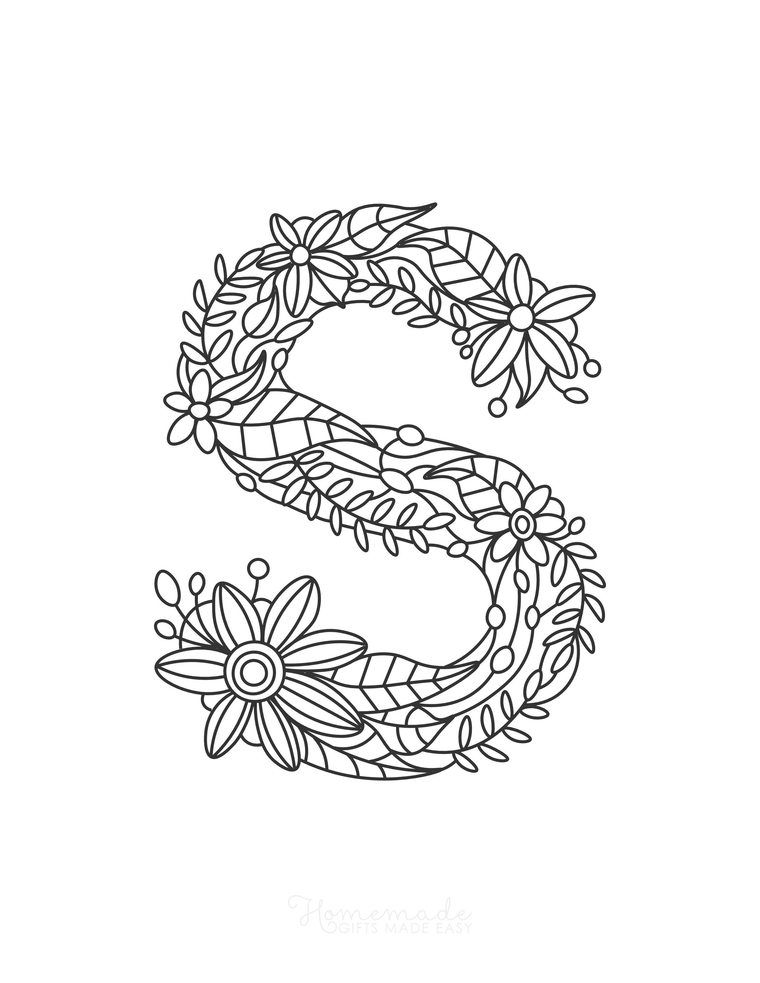 Letter "S" Flower Doodle Alphabet