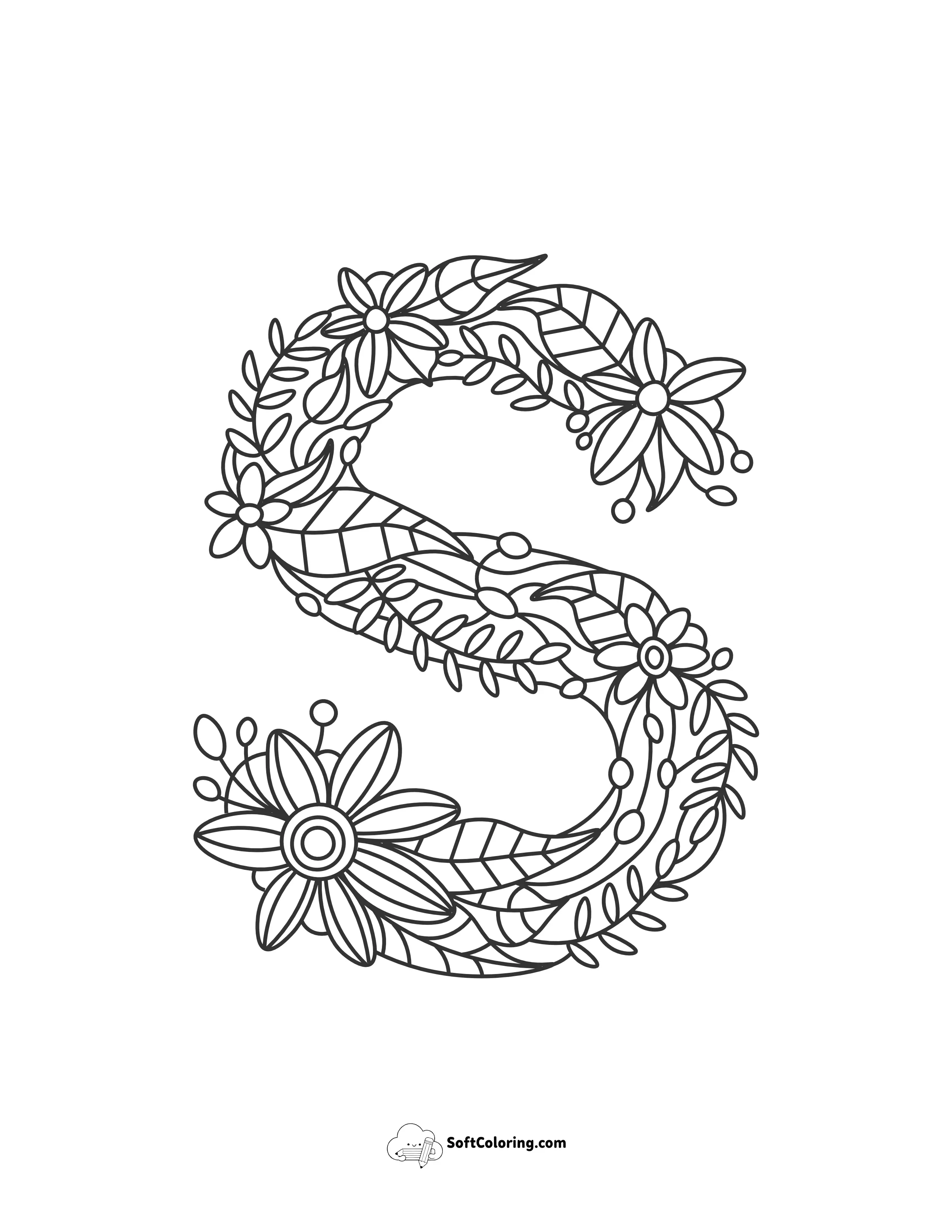 Letter "S" Flower Doodle Alphabet