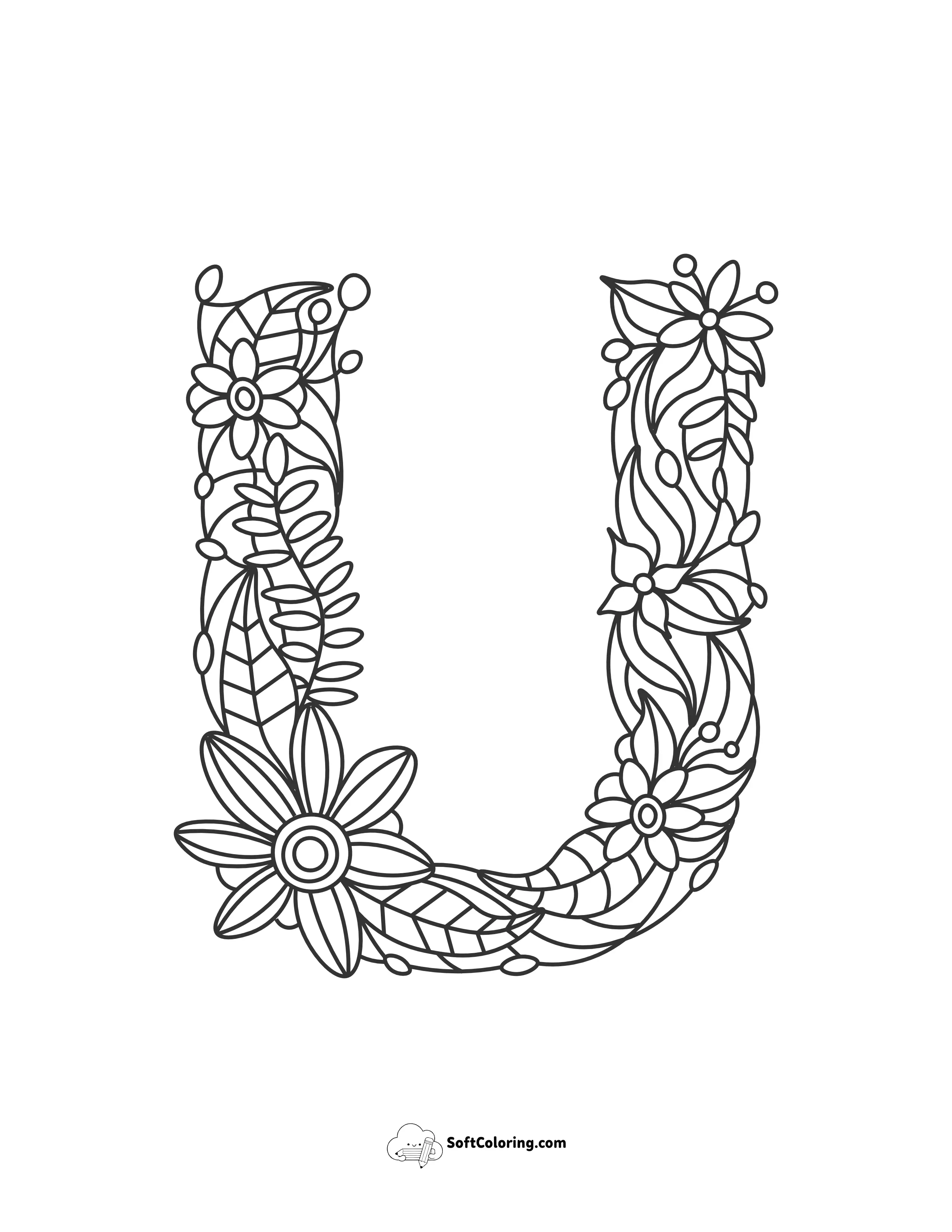Letter "U" Flower Doodle Alphabet