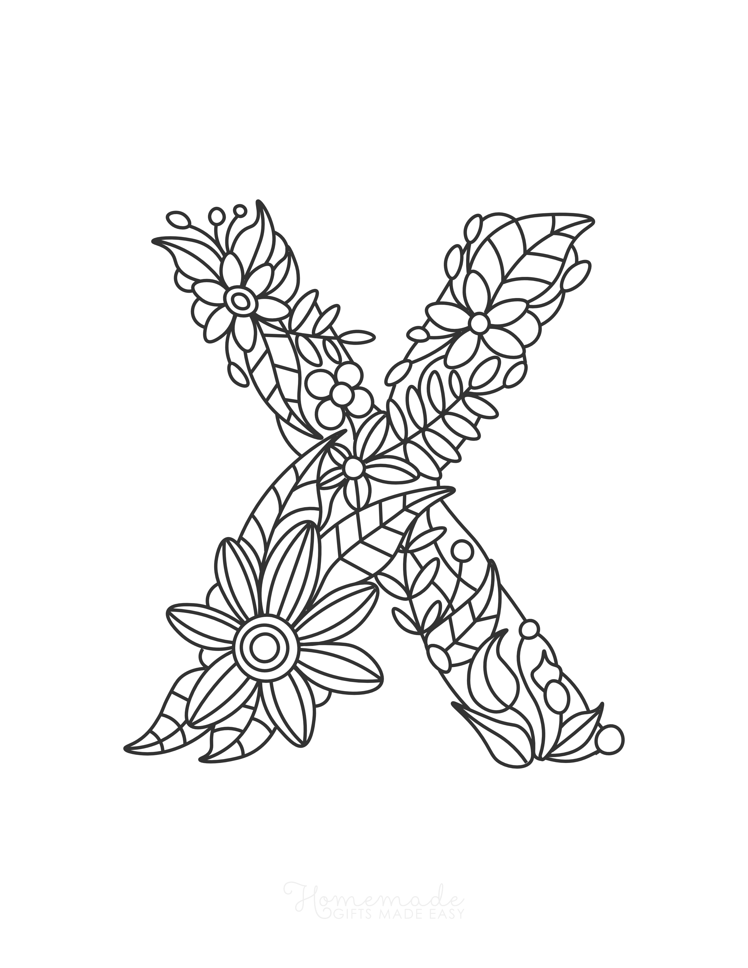 Letter "X" Flower Alphabet Printable