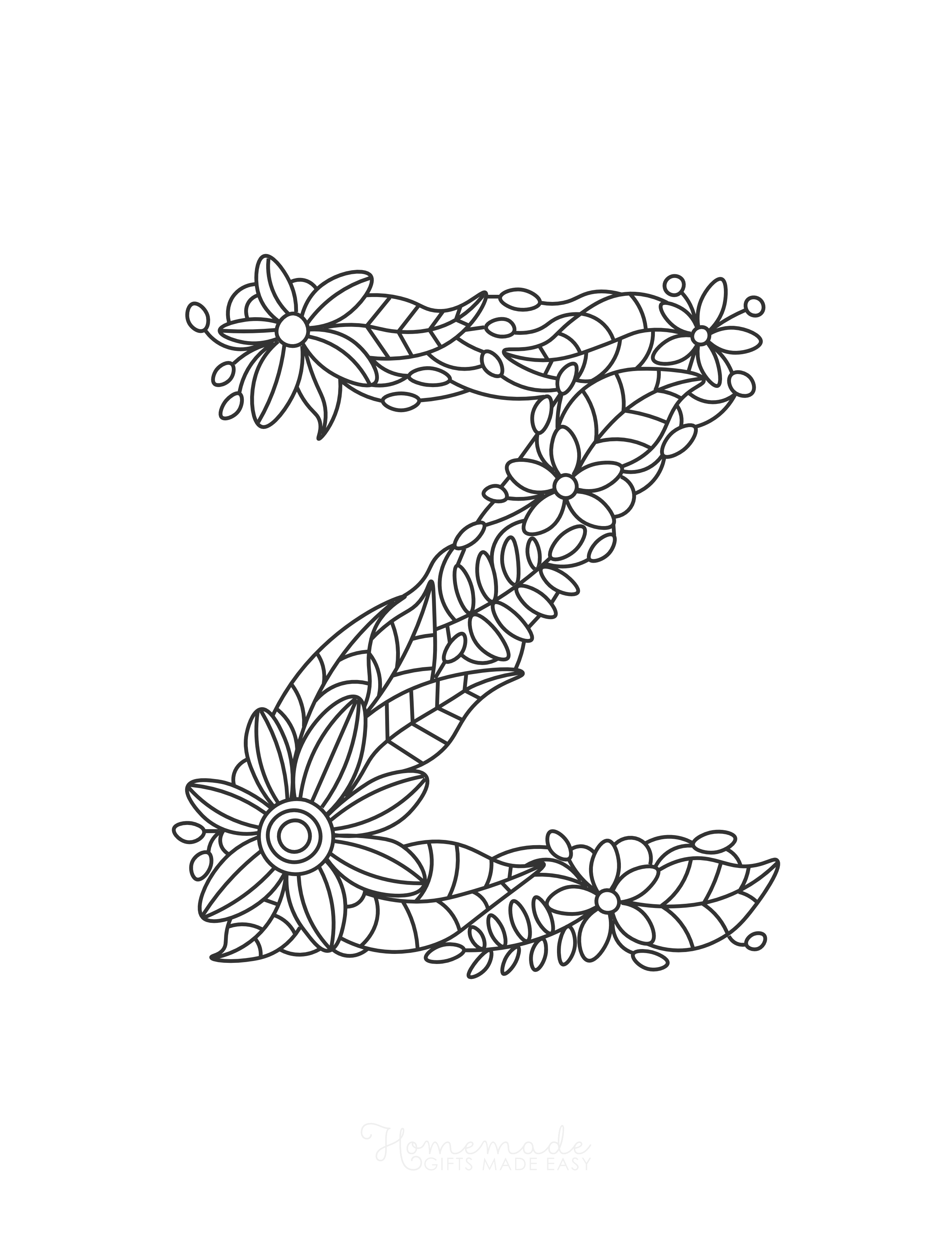 Letter "Z" Flower Doodle Alphabet