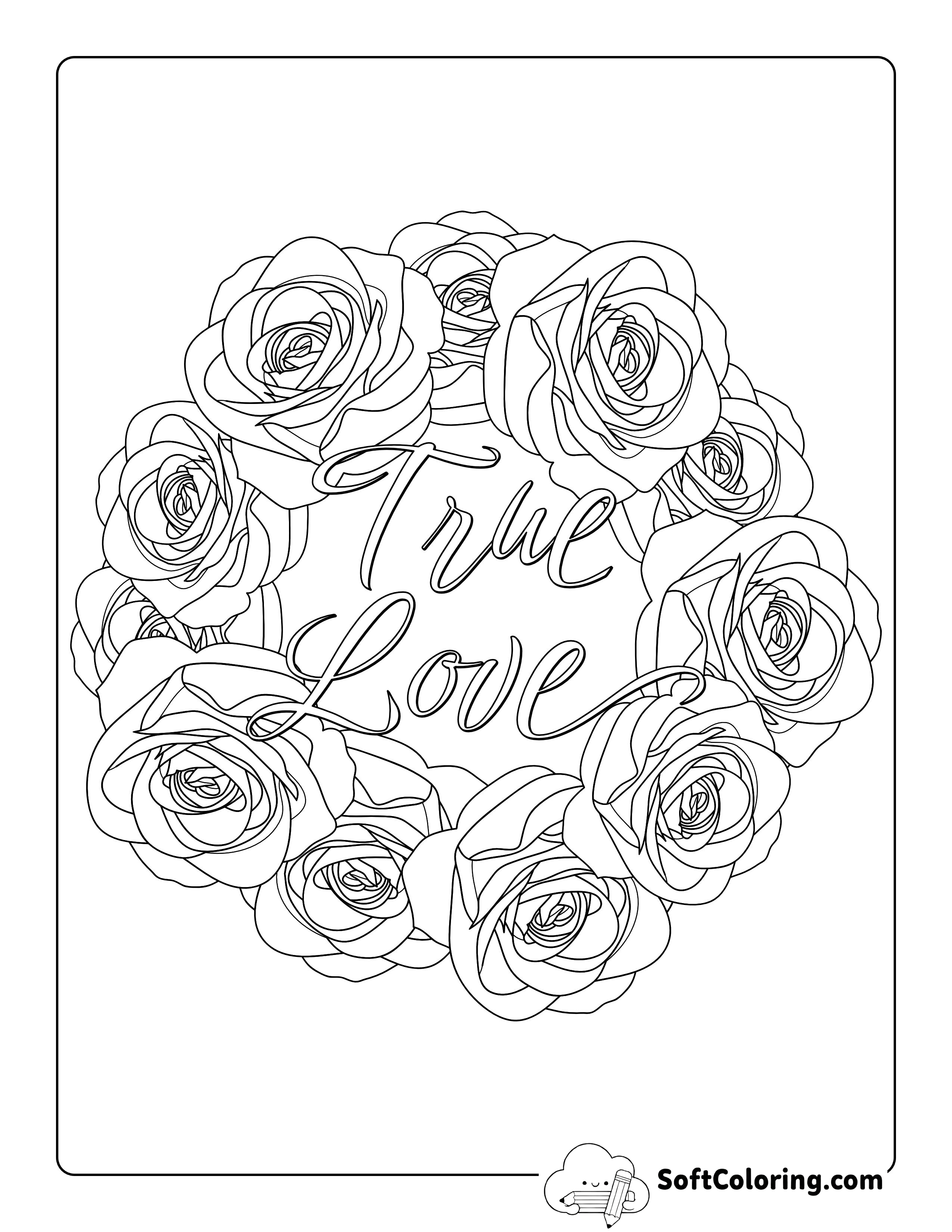 Beautiful Roses Wreath Coloring Page
