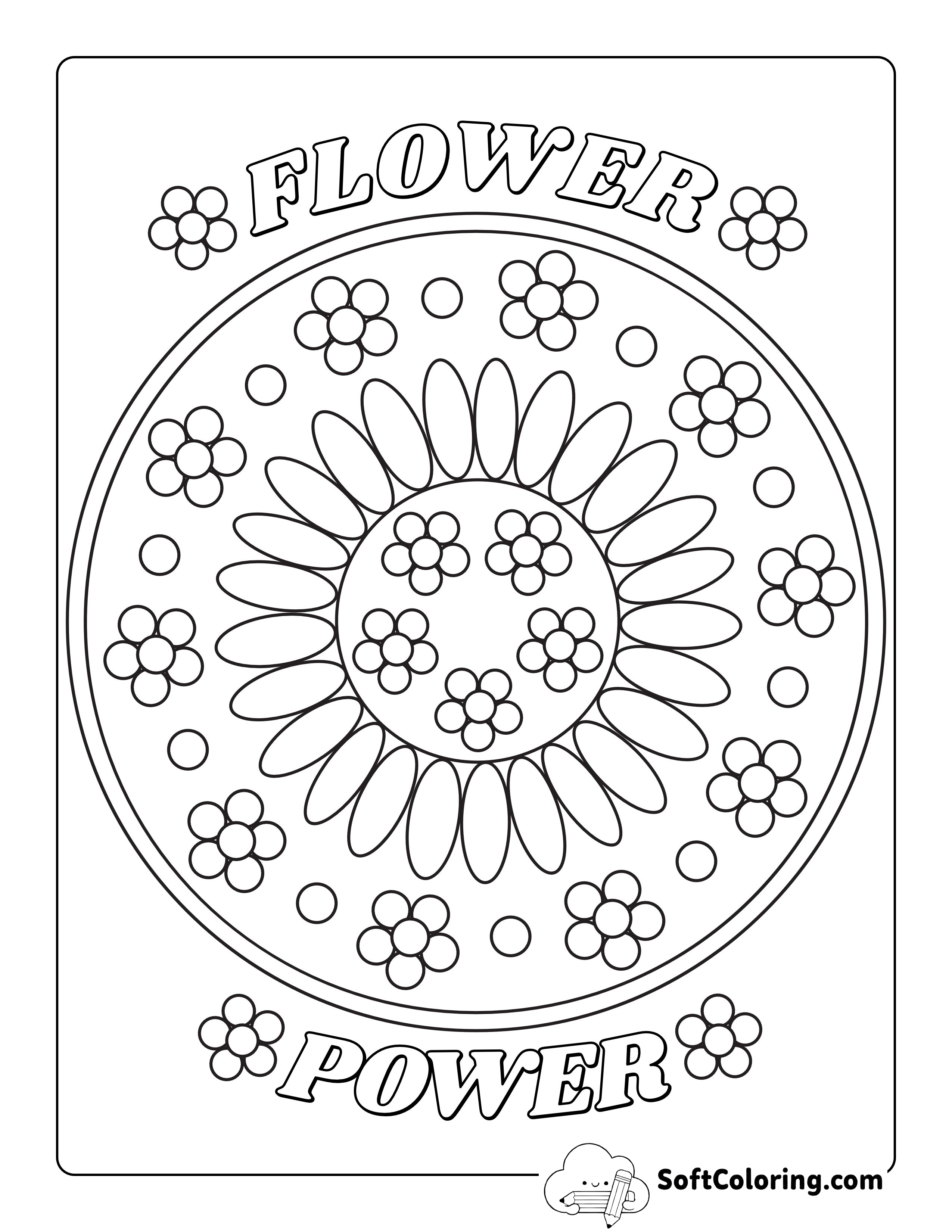 Easy Flower Mandala to Color