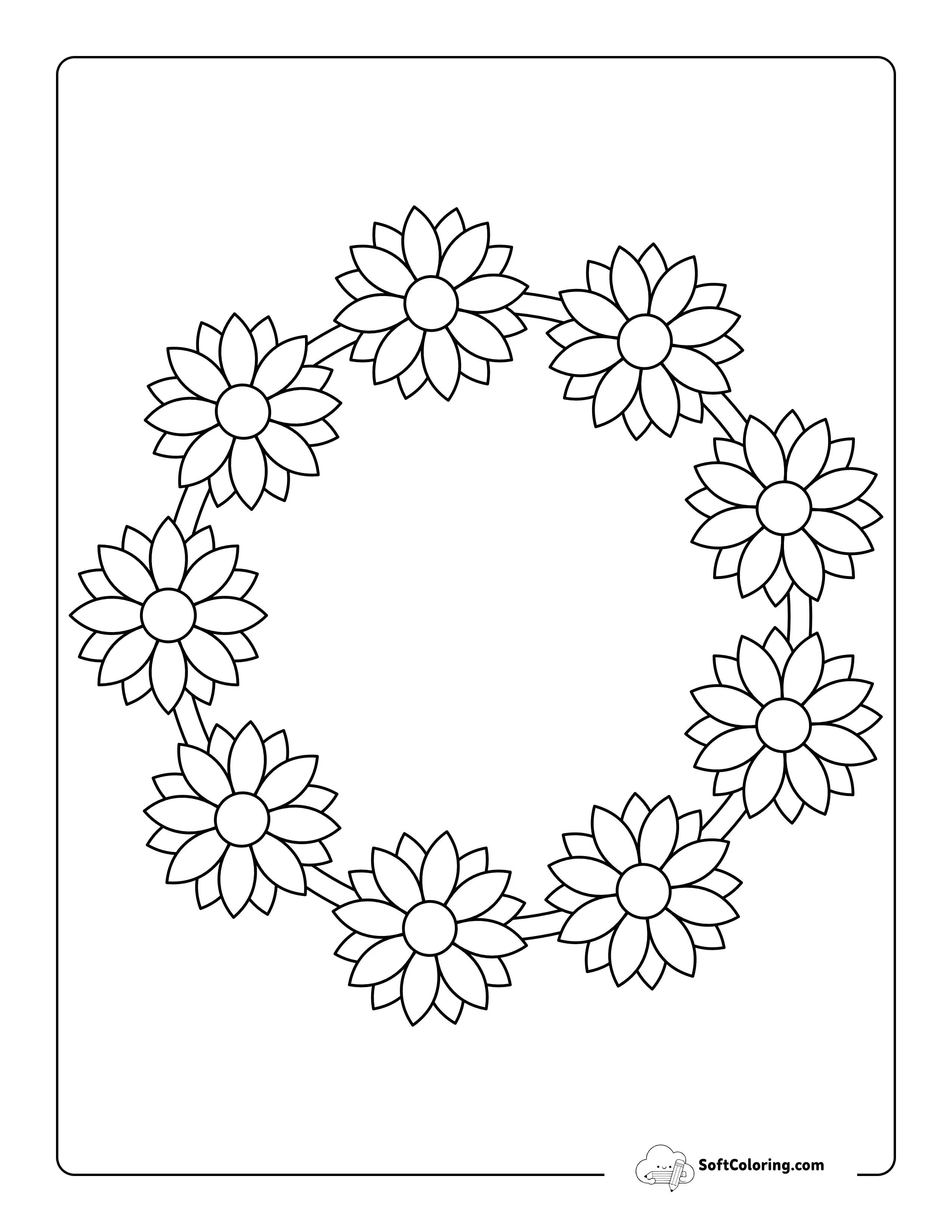 Simple Flower Daisy Wreath Printable