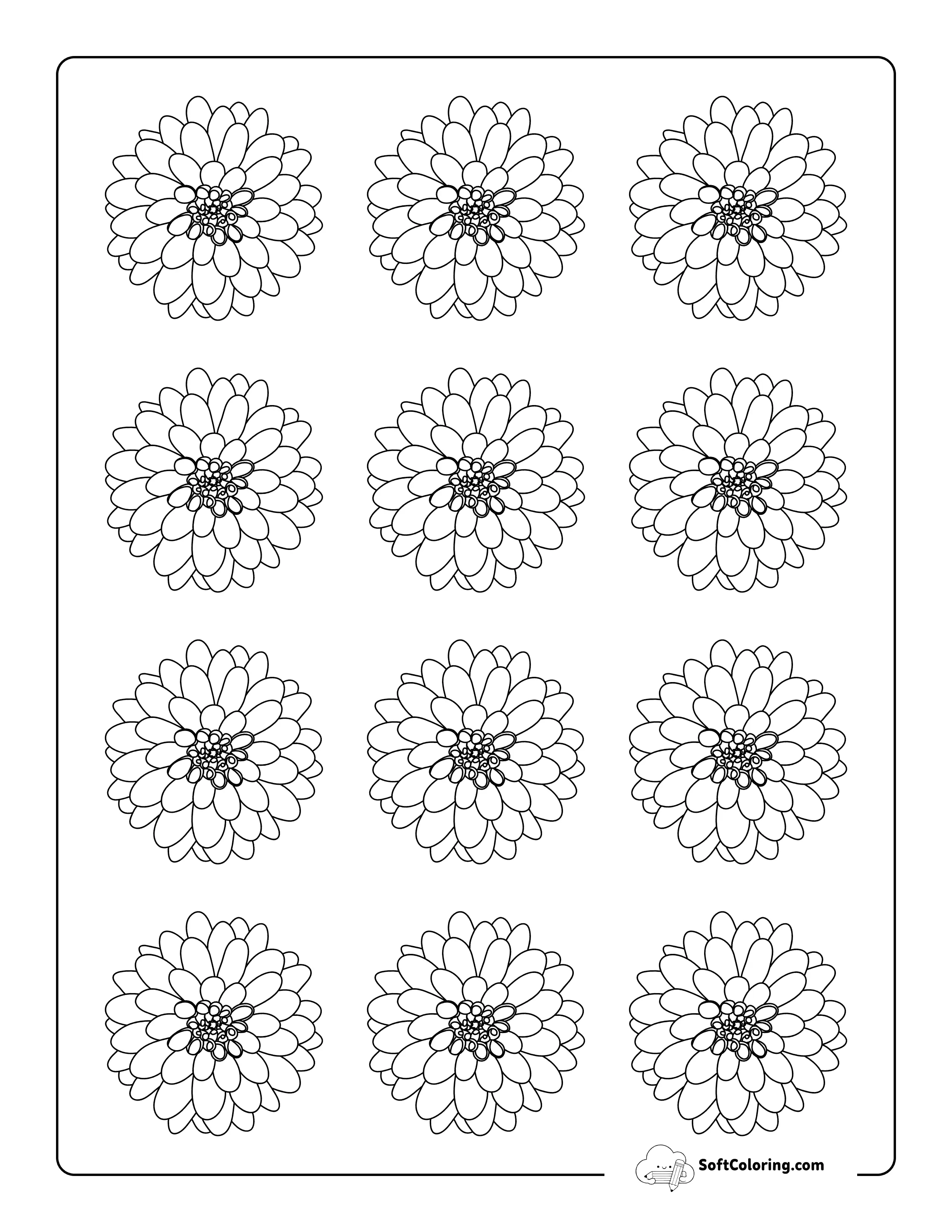 Dahlia Flower Template 2 Inch