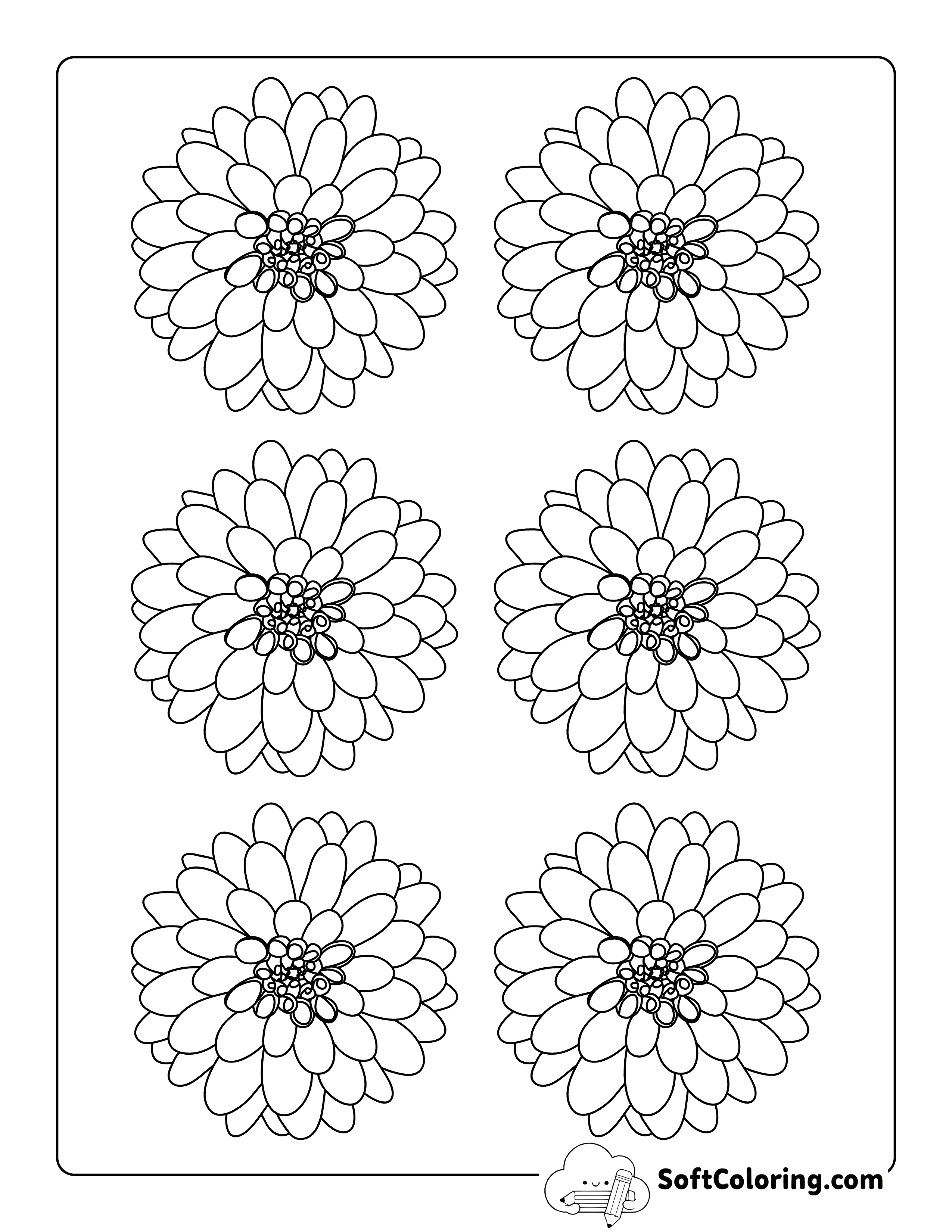 Dahlia Flower Template 3 inch