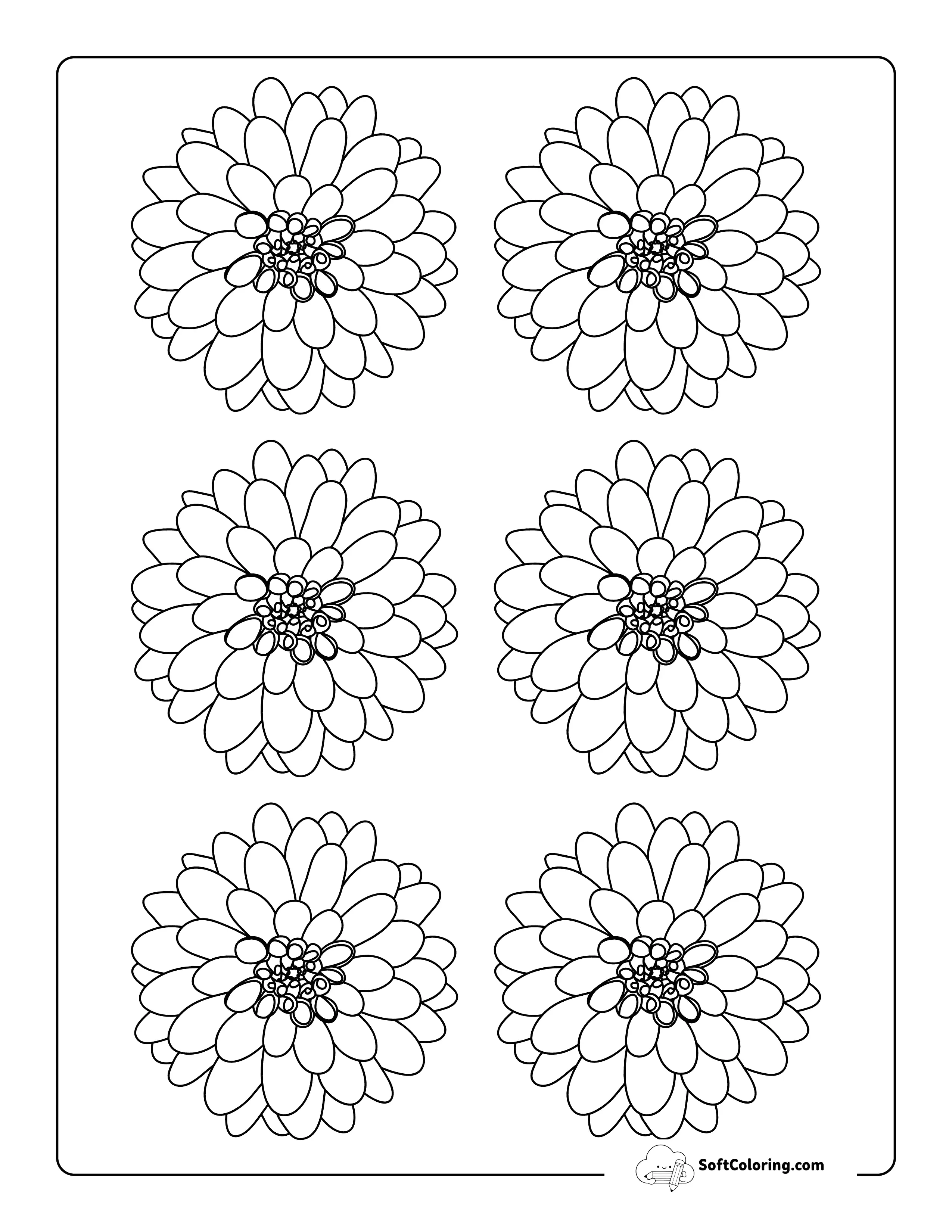 Dahlia Flower Template 3 Inch