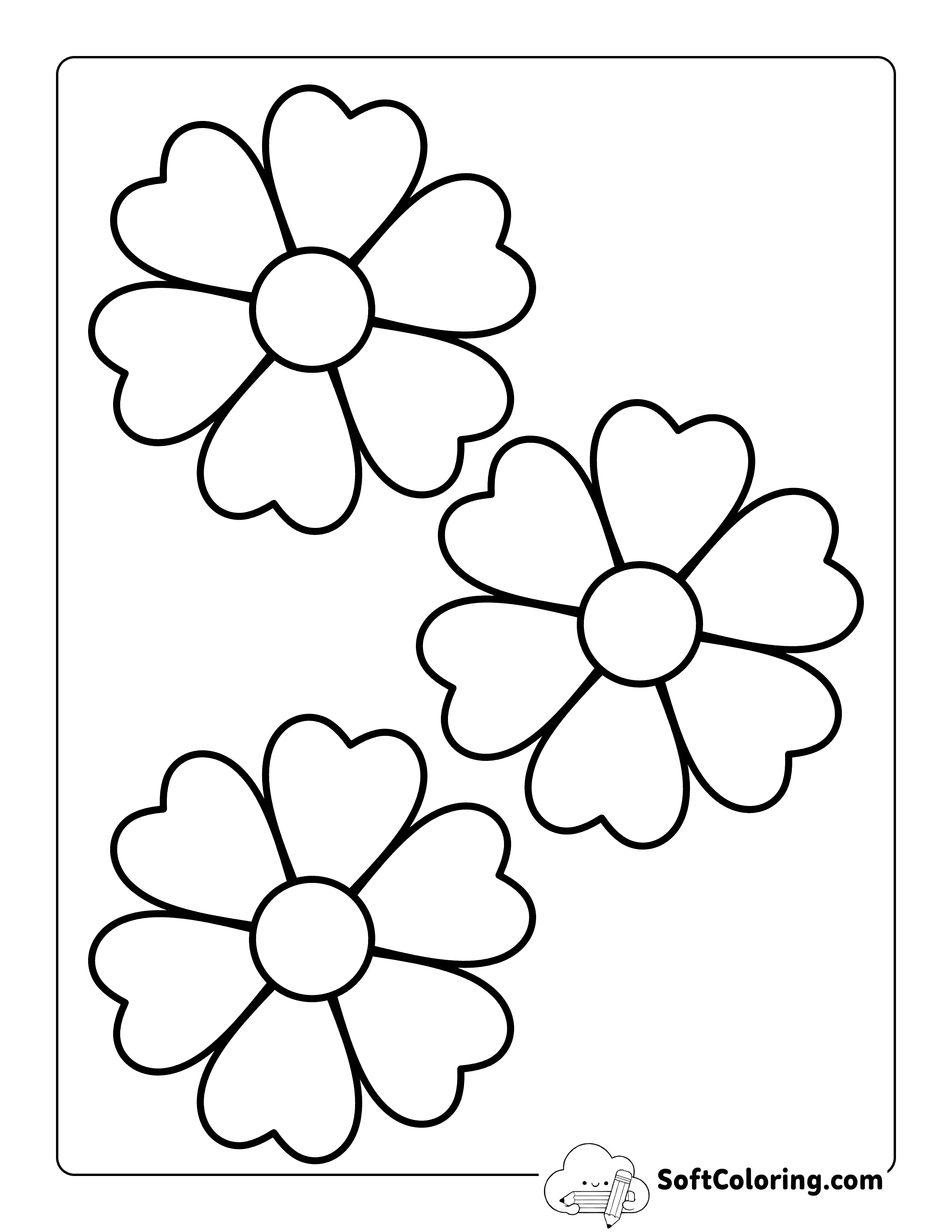 Heart-petals Flower Template 4 inch