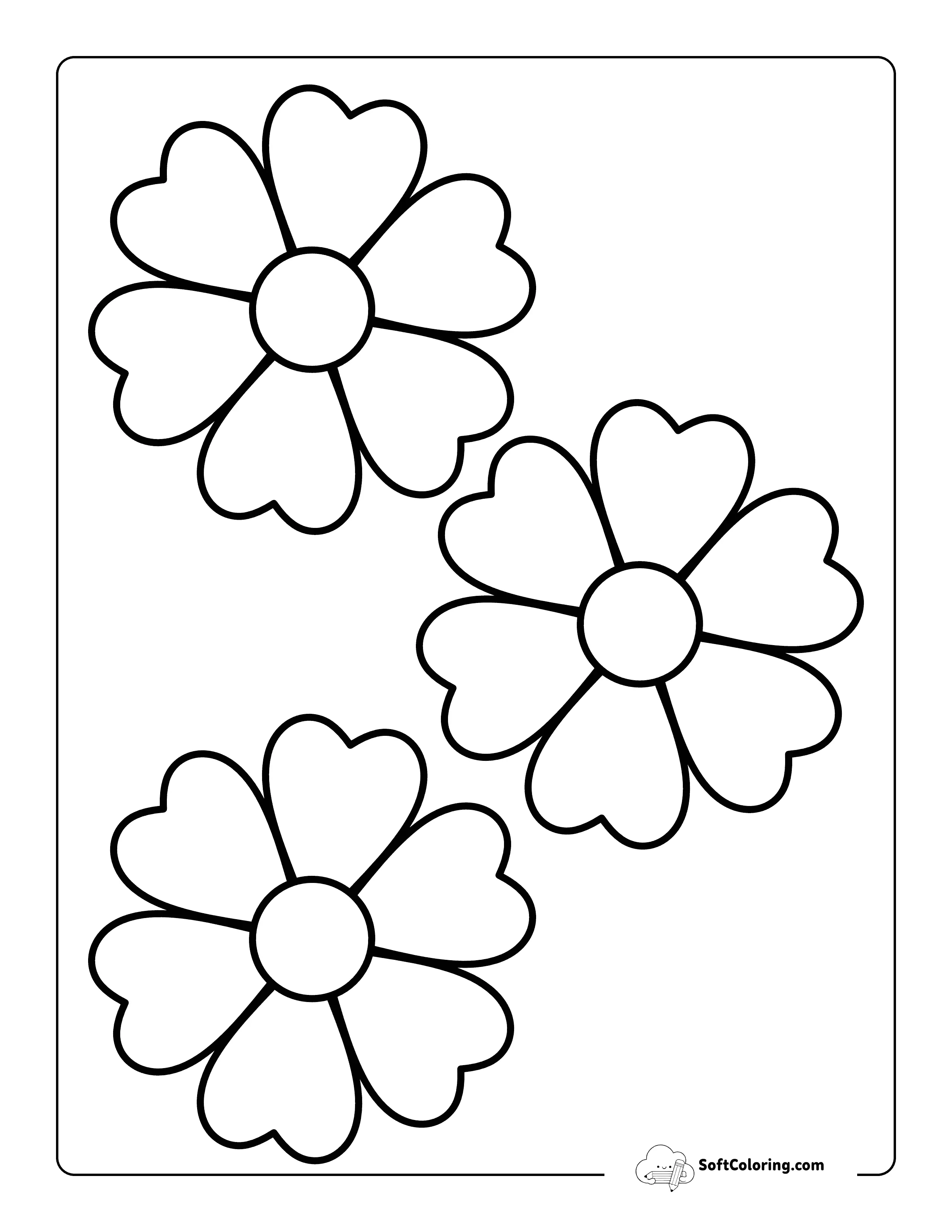 Heart-Petals Flower Template 4 Inch