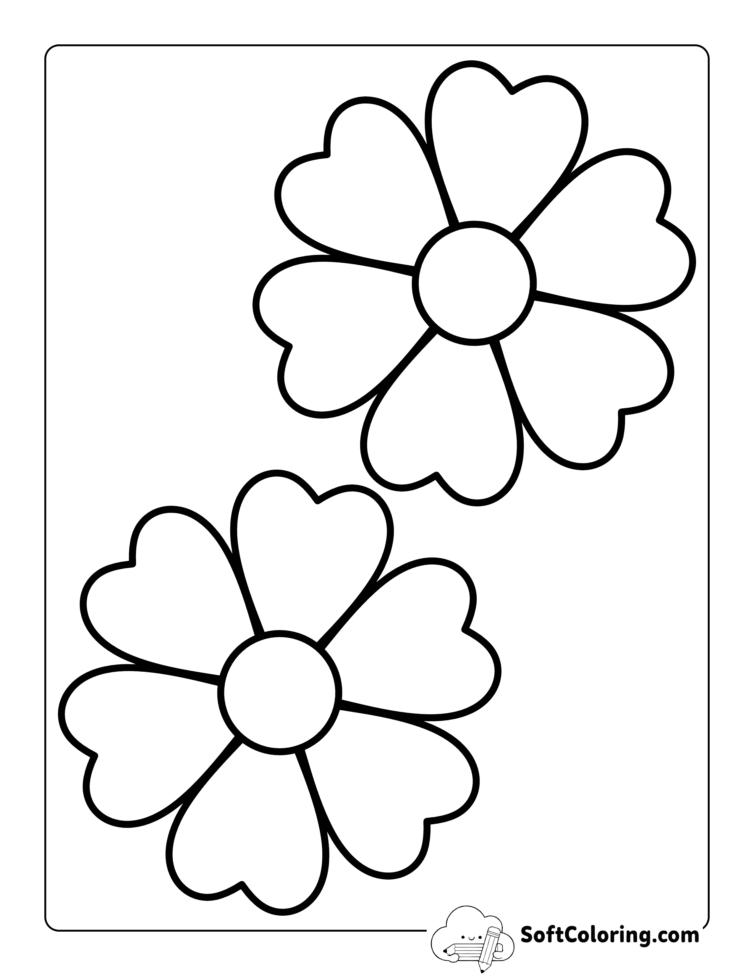Heart-petals Flower Template 5 inch