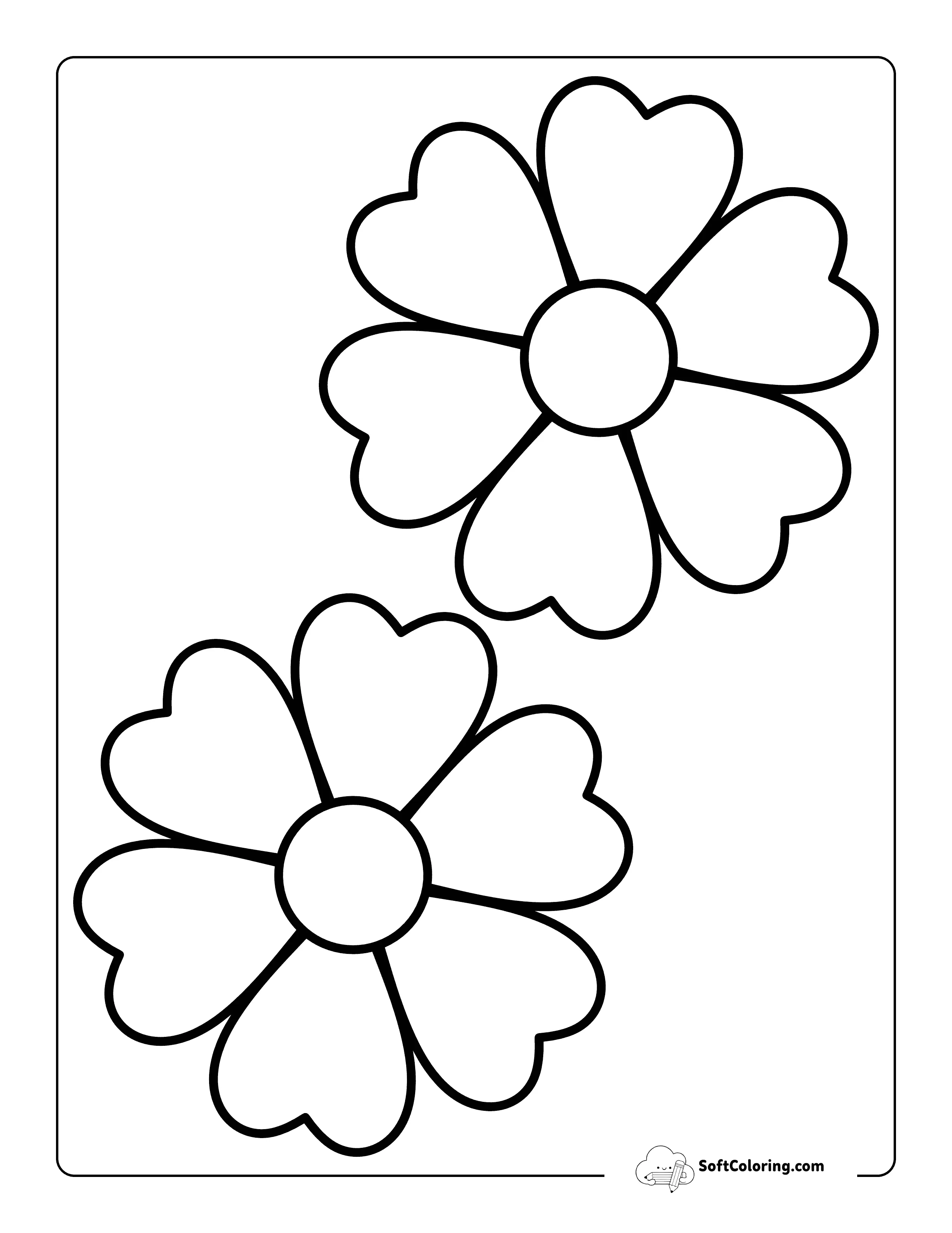 Heart-Petals Flower Template 5 Inch