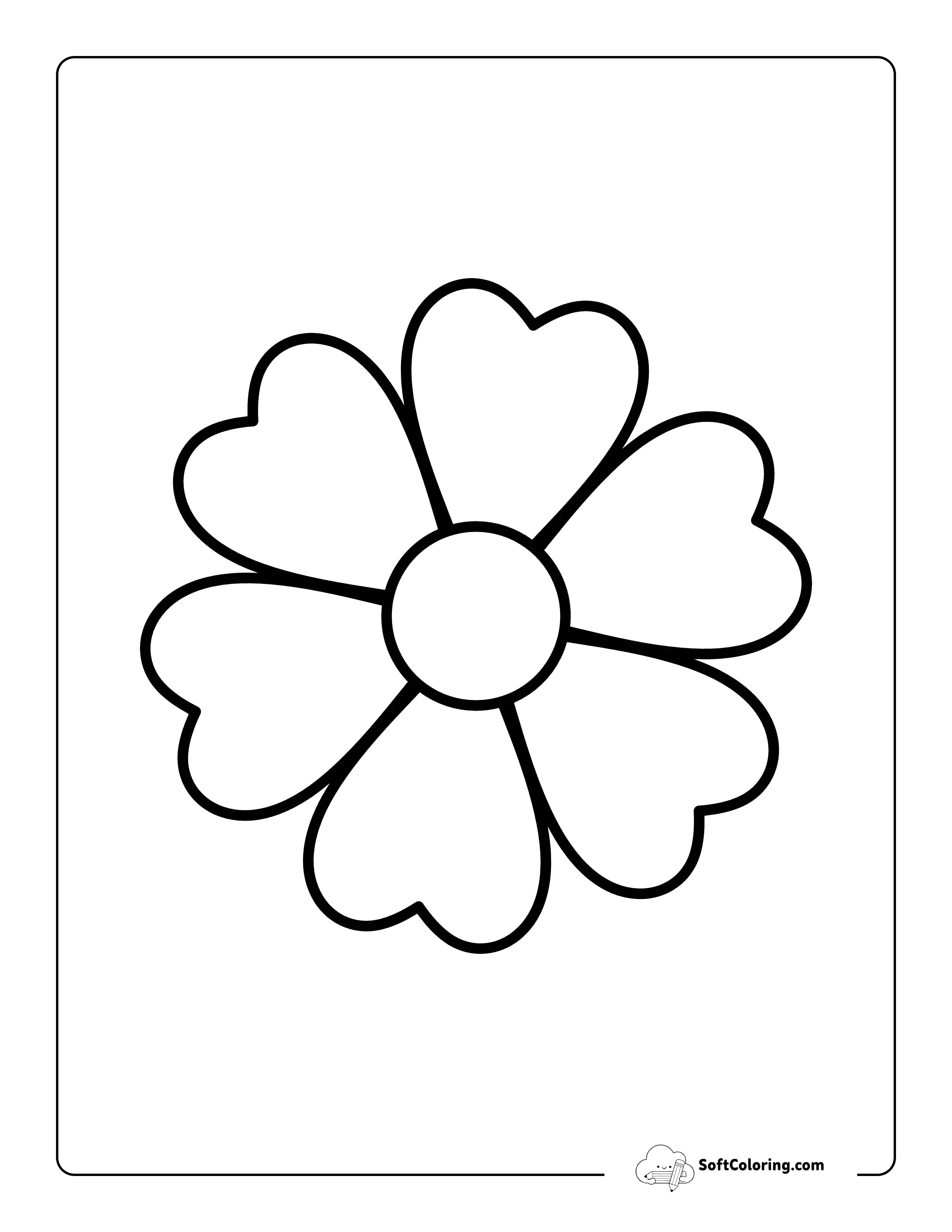 Heart-Petals Flower Template 6 Inch