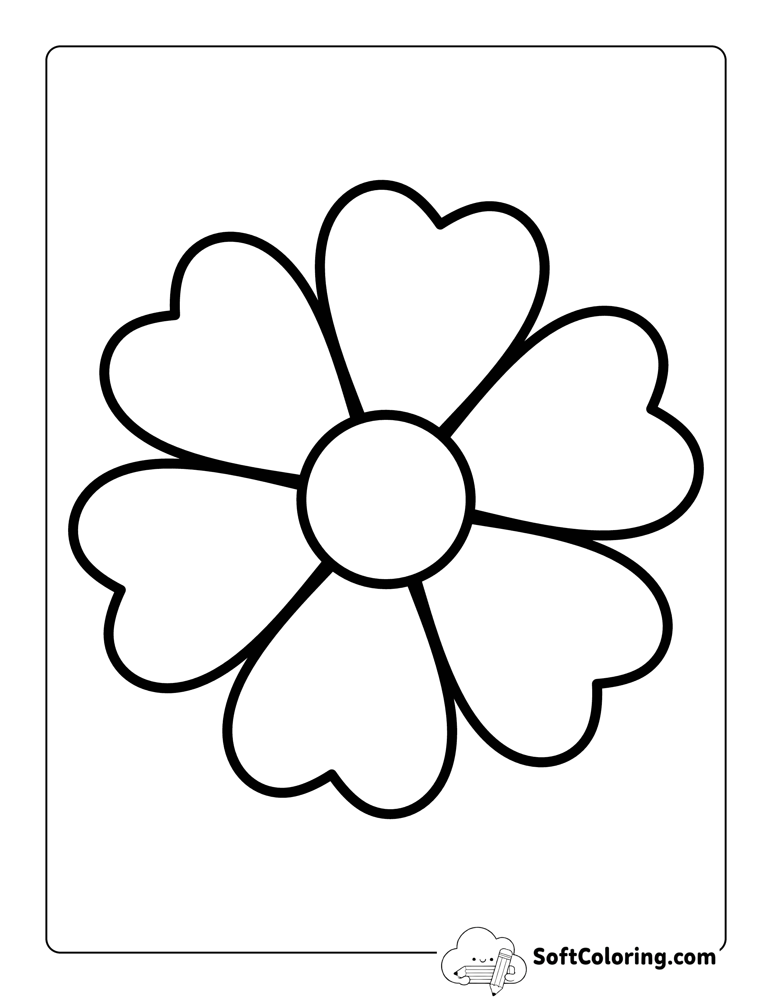 Heart-petals Flower Template 7 inch