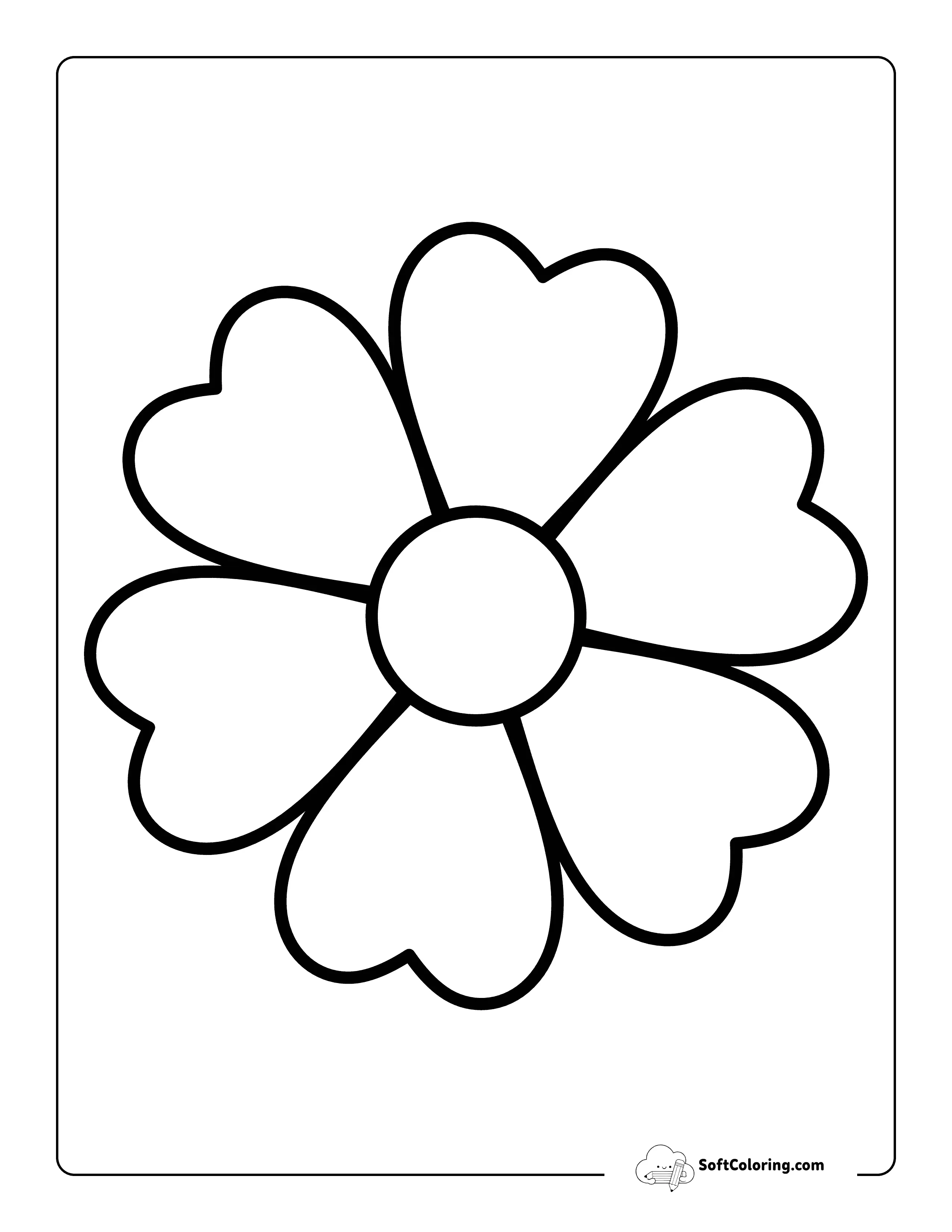 Heart-Petals Flower Template 7 Inch