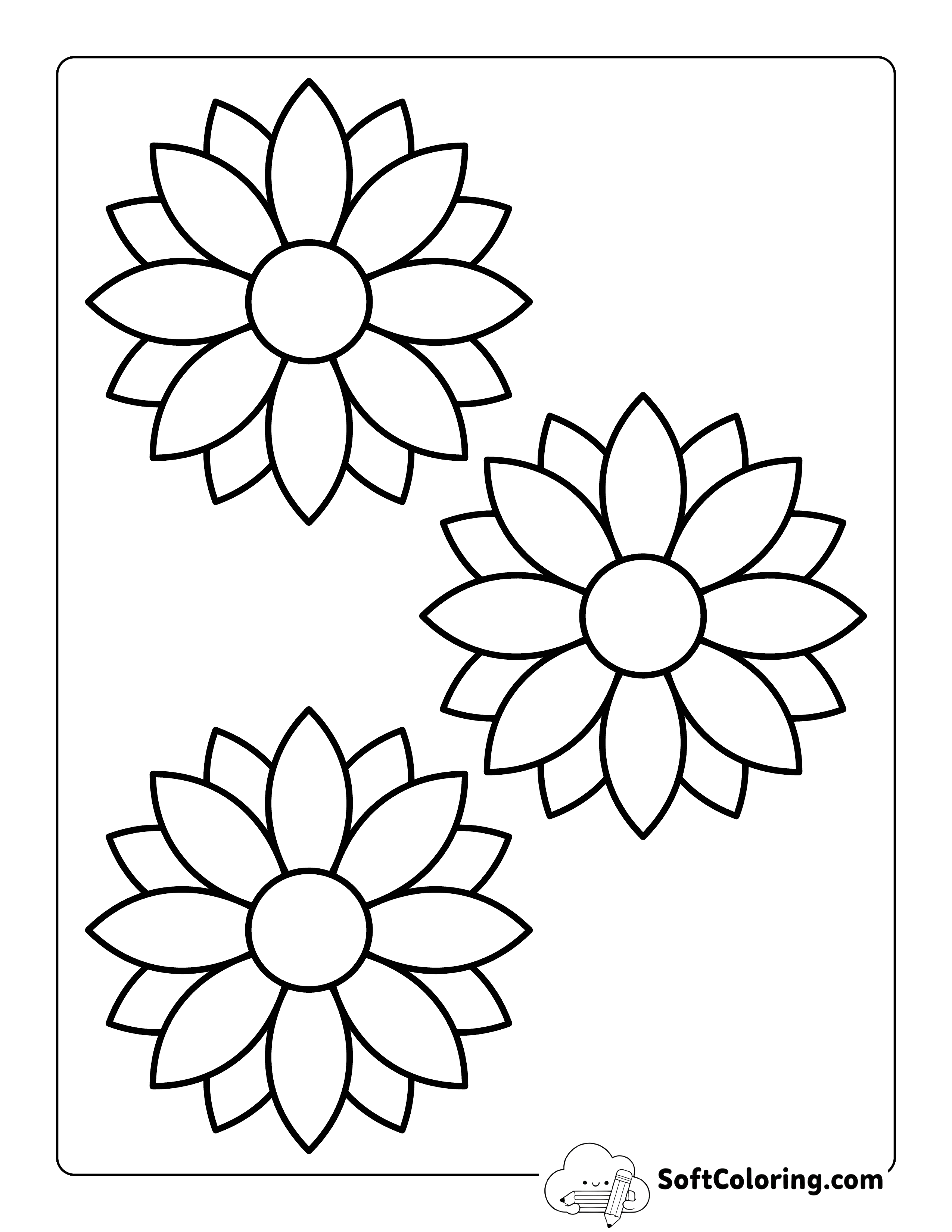 Pointed-petals Flower Outline 4 inch