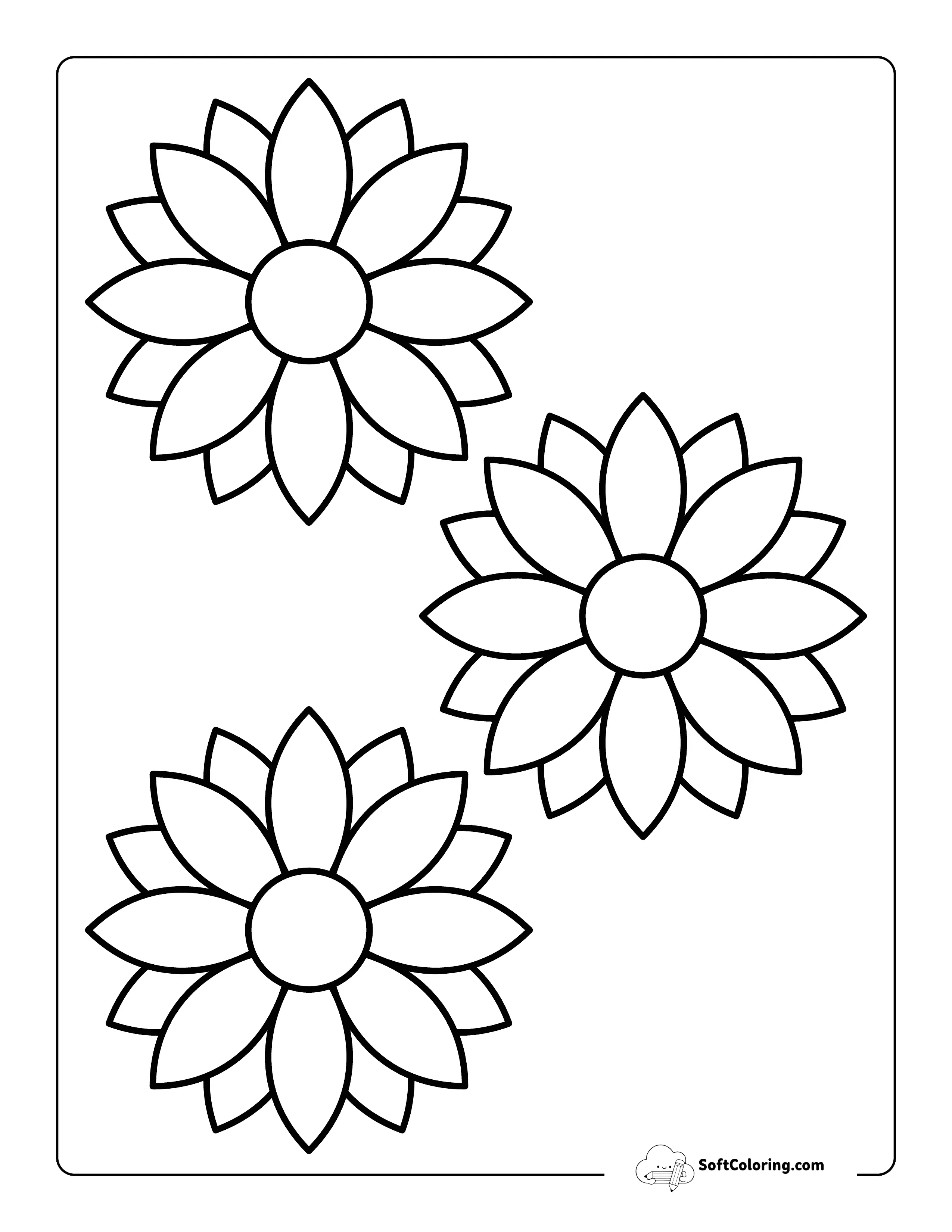 Pointed-Petals Flower Outline 4 Inch