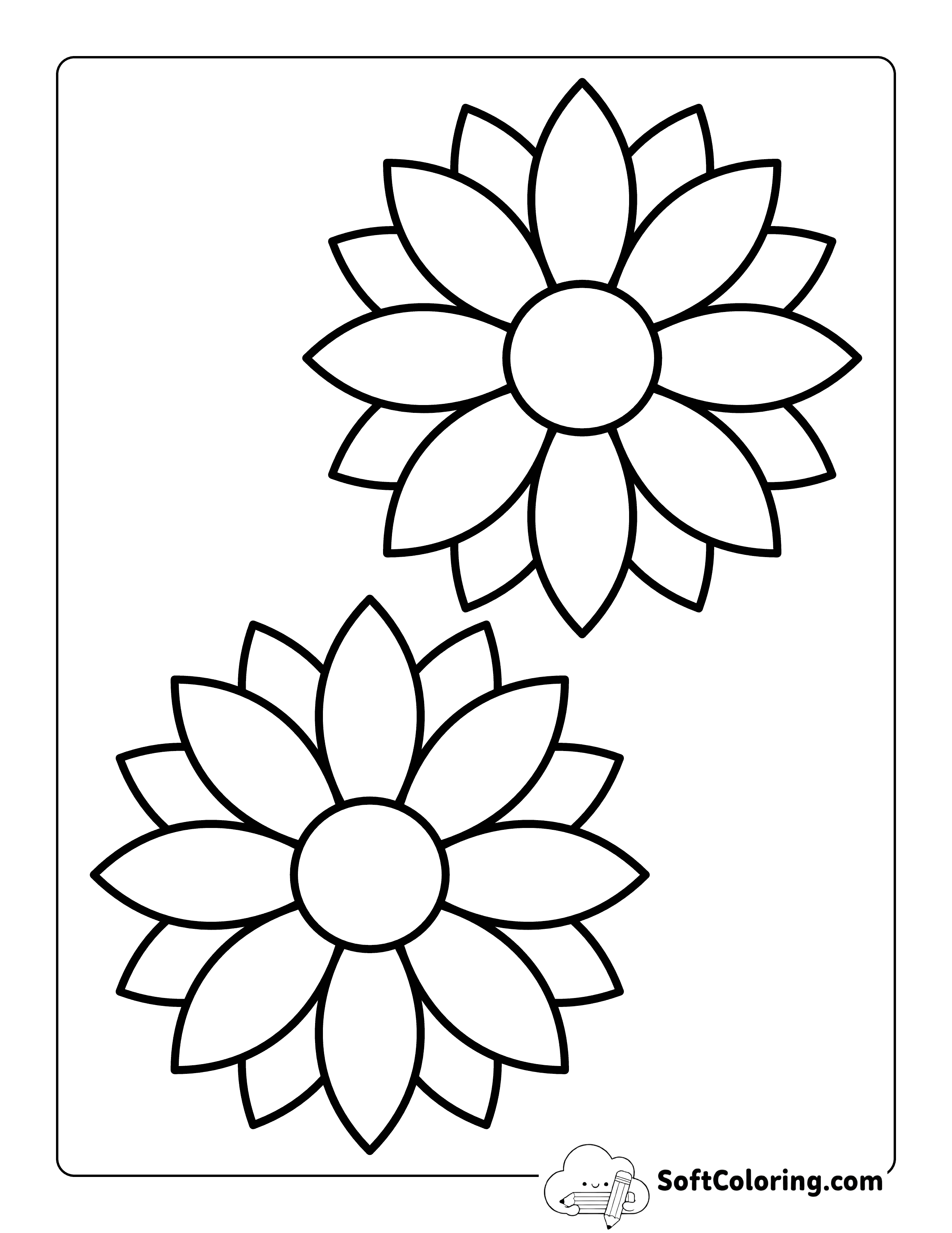 Pointed-petals Flower Outline 5 inch