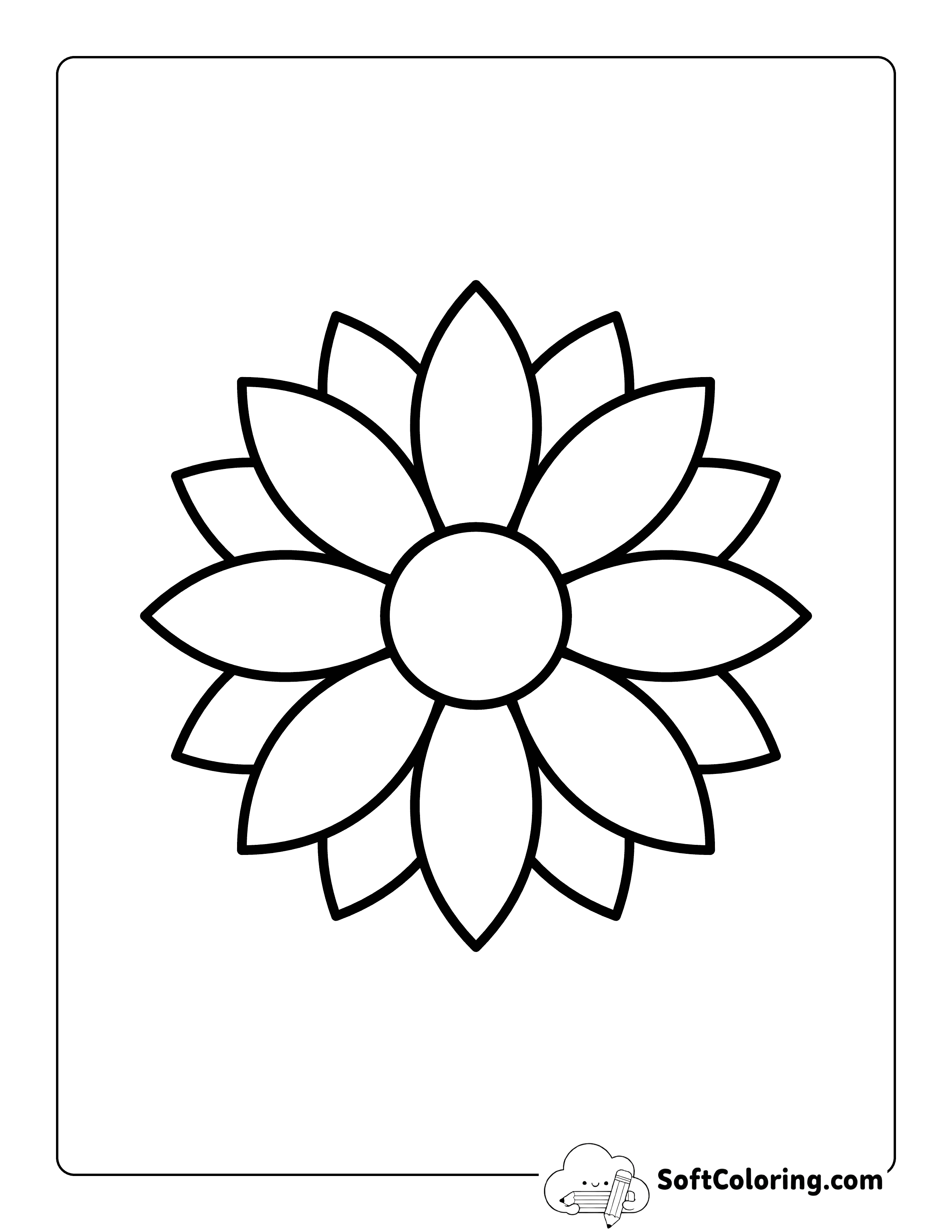 Pointed-petals Flower Outline 6 inch