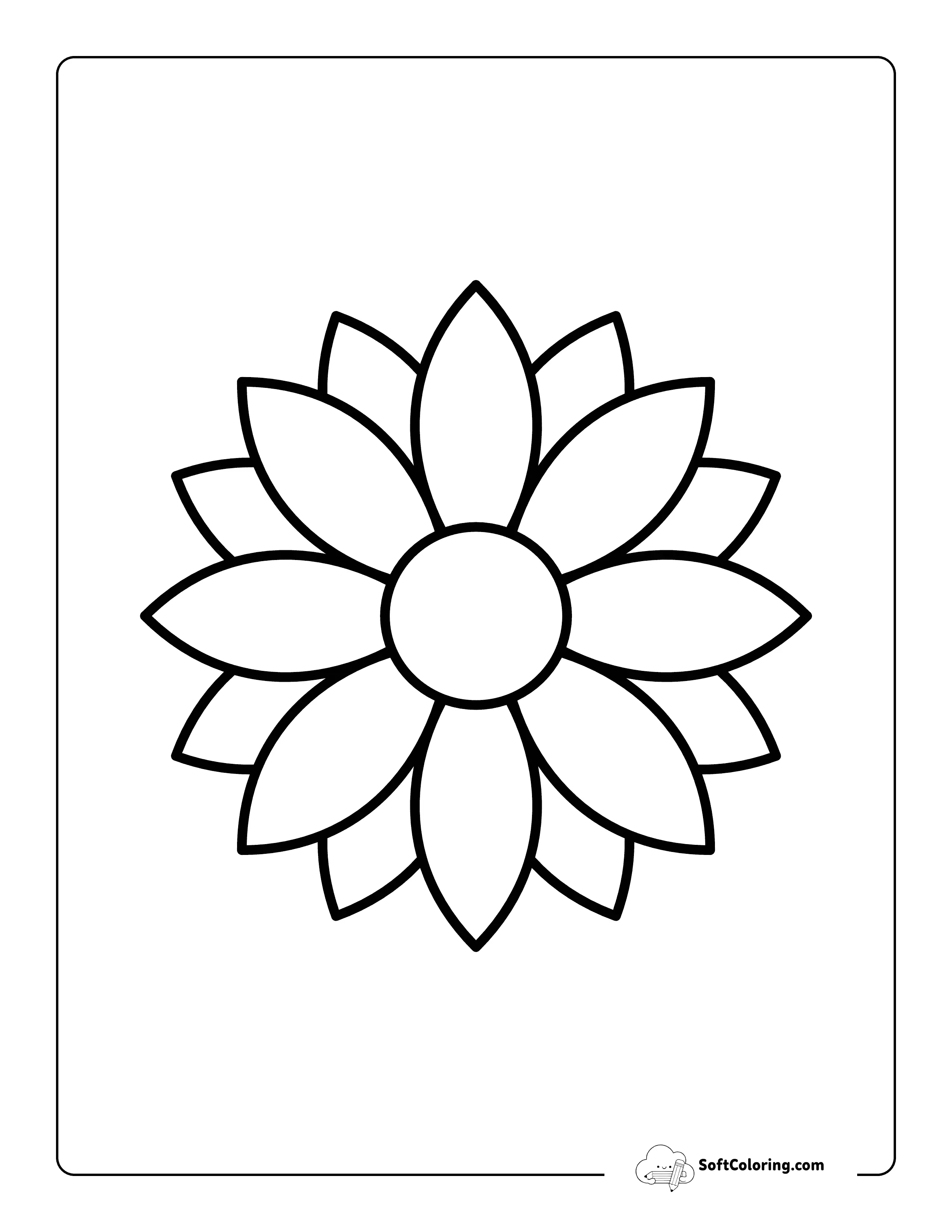 Pointed-Petals Flower Outline 6 Inch