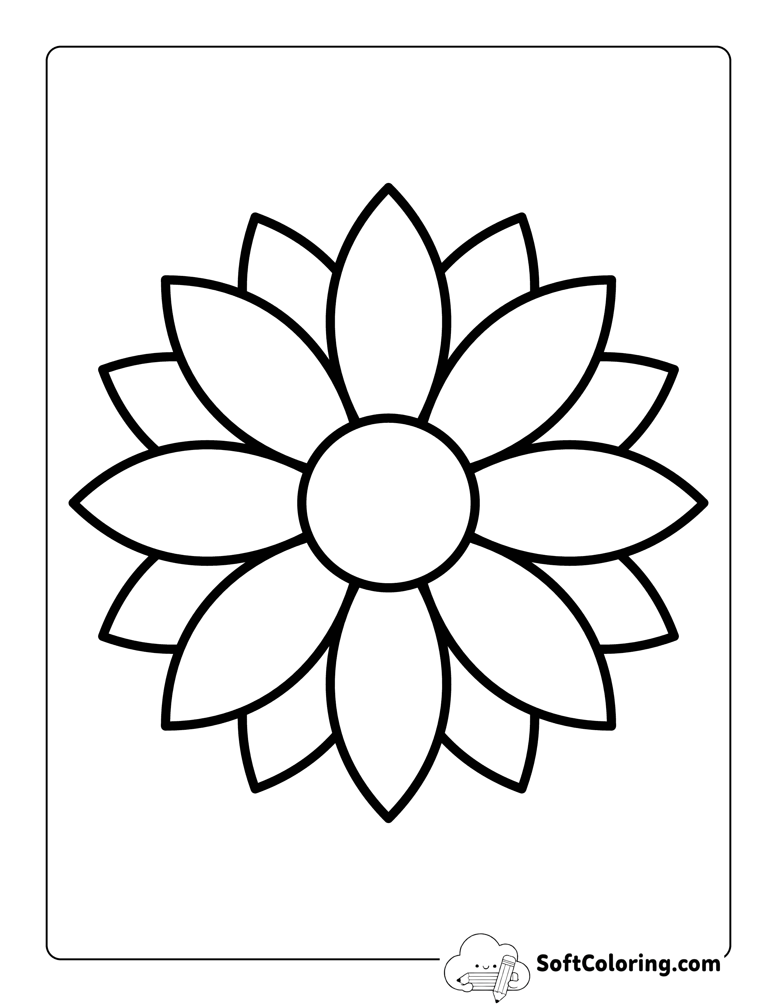 Pointed-petals Flower Outline 7 inch