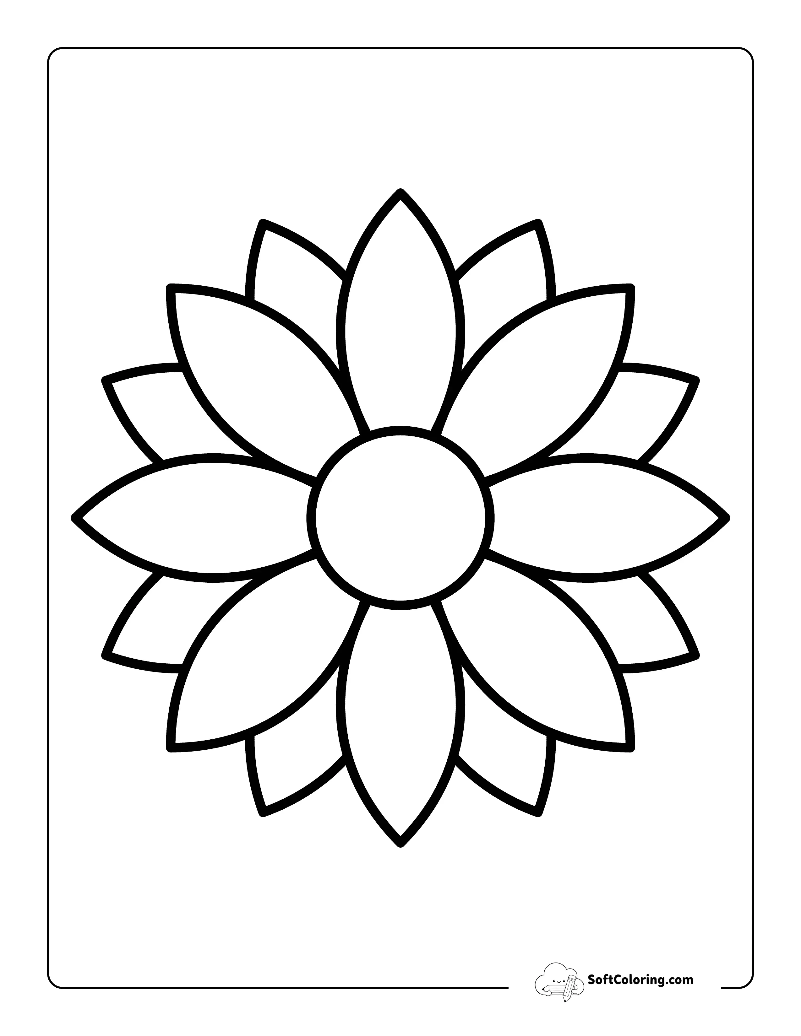 Pointed-Petals Flower Outline 7 Inch