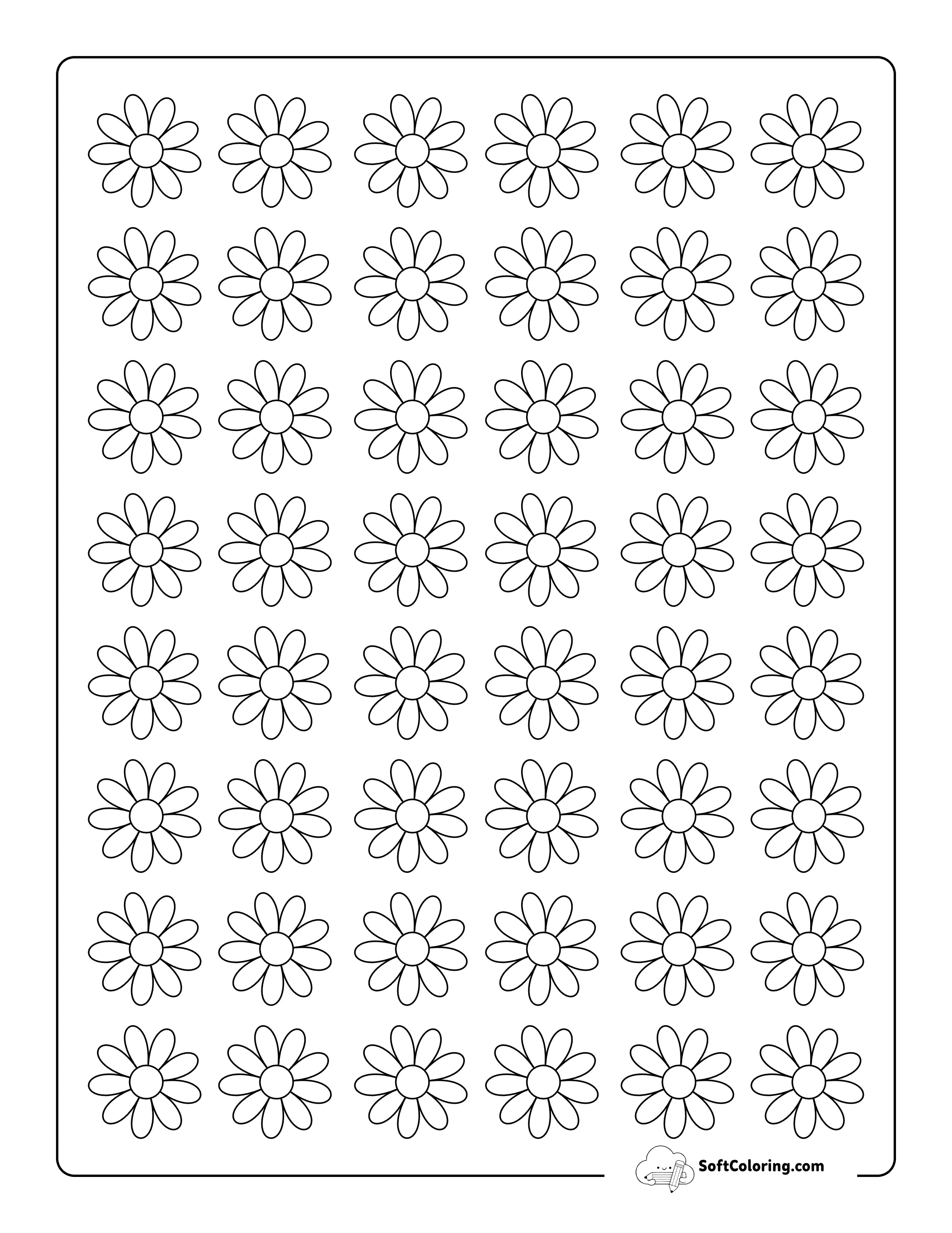 Daisy Flower Template 1 Inch