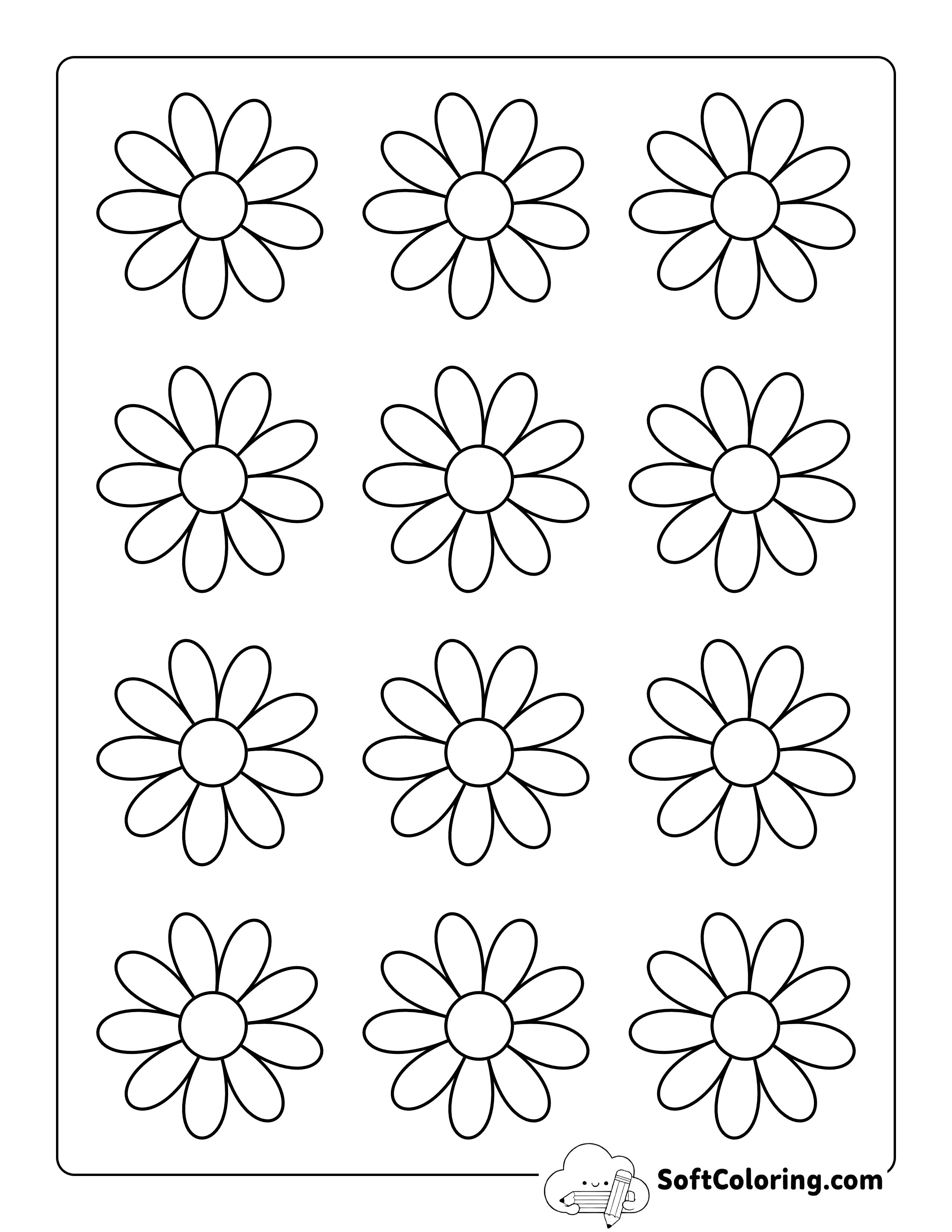 Daisy Flower Template 2 inch