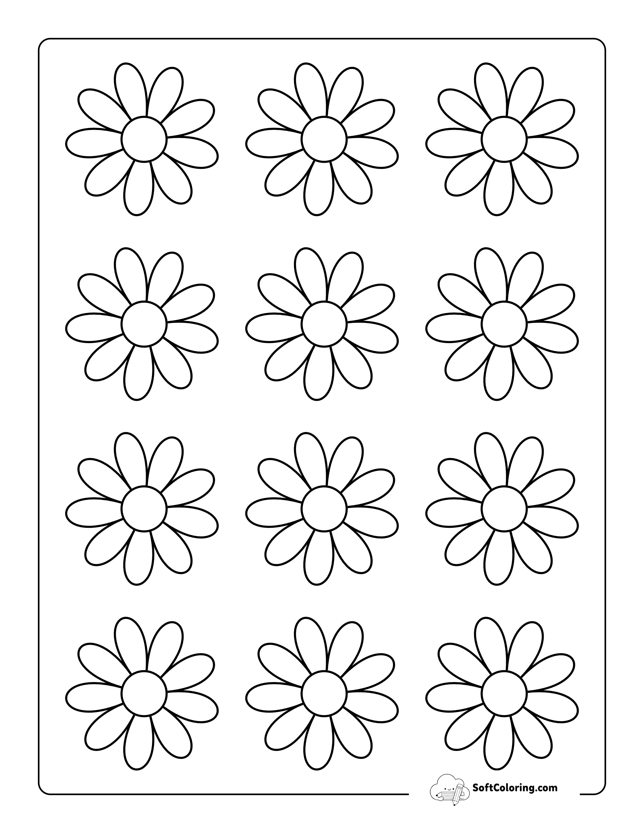 Daisy Flower Template 2 Inch