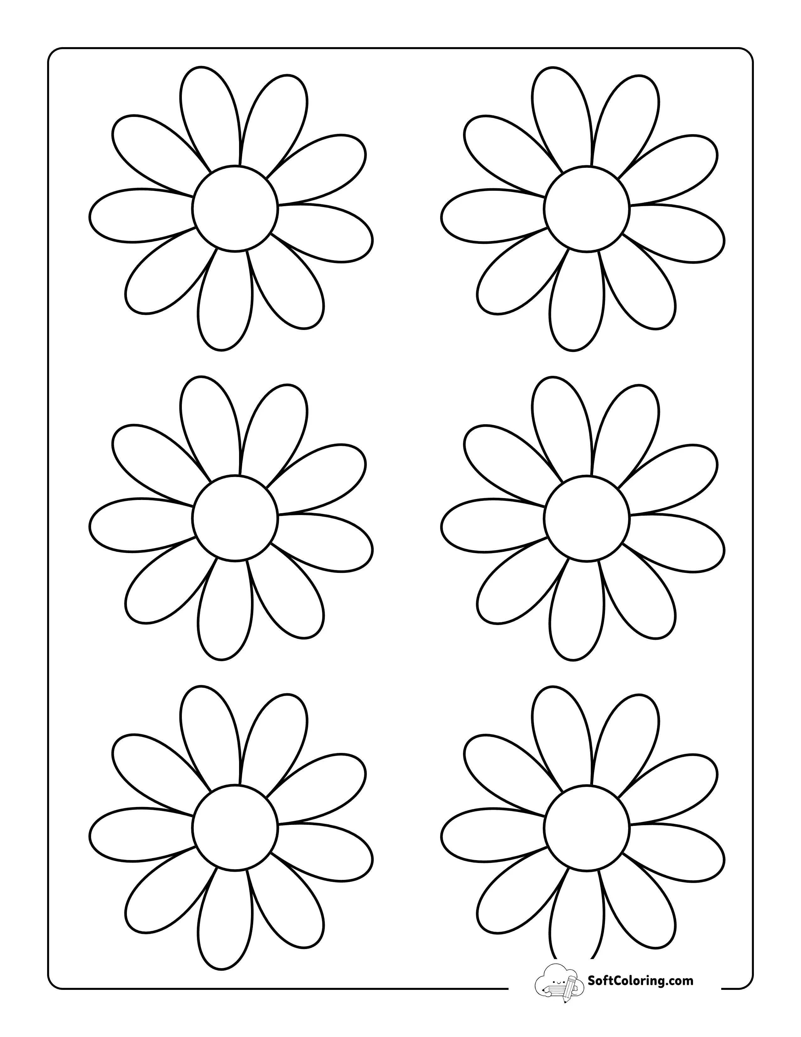 Daisy Flower Template 3 Inch
