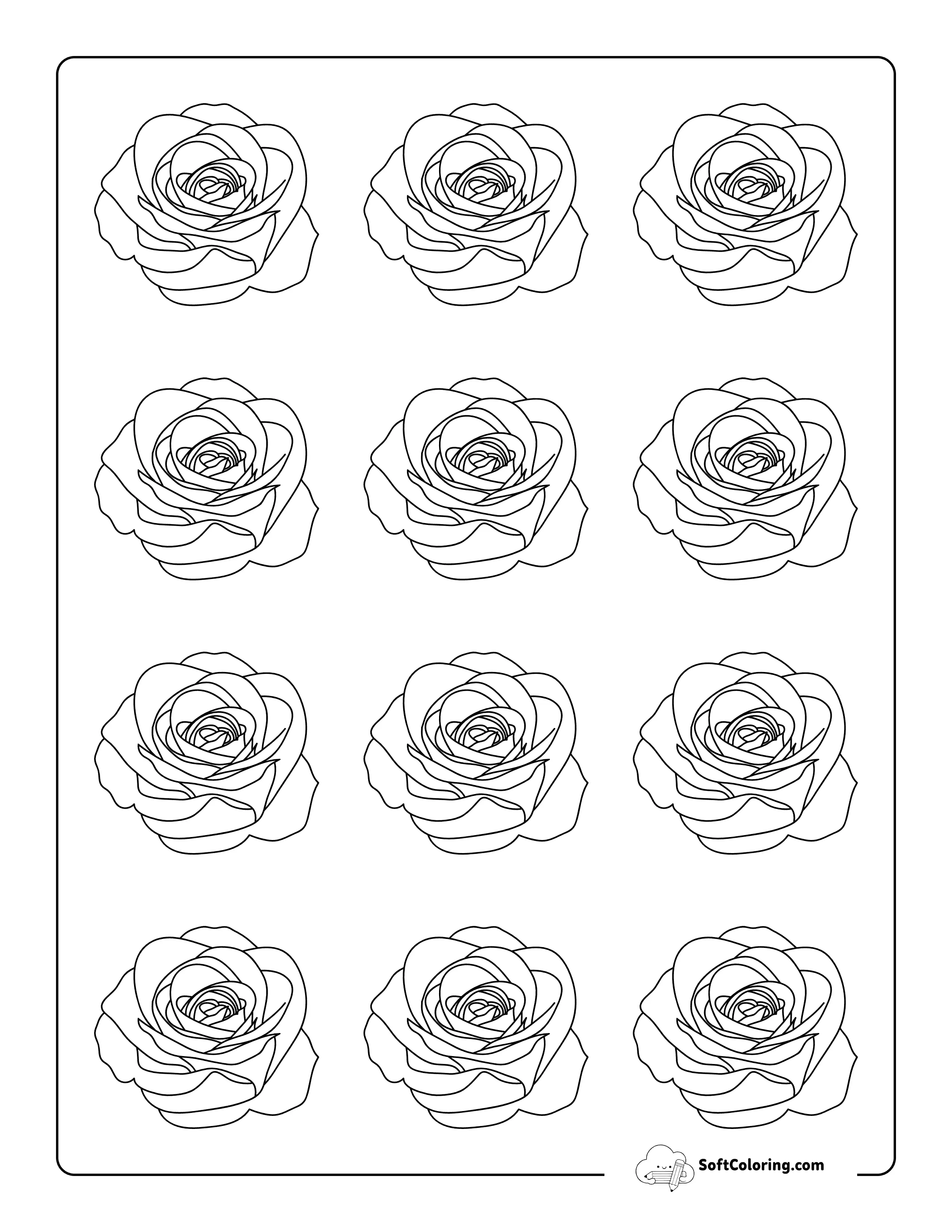 Rose Flower Template 2 Inch