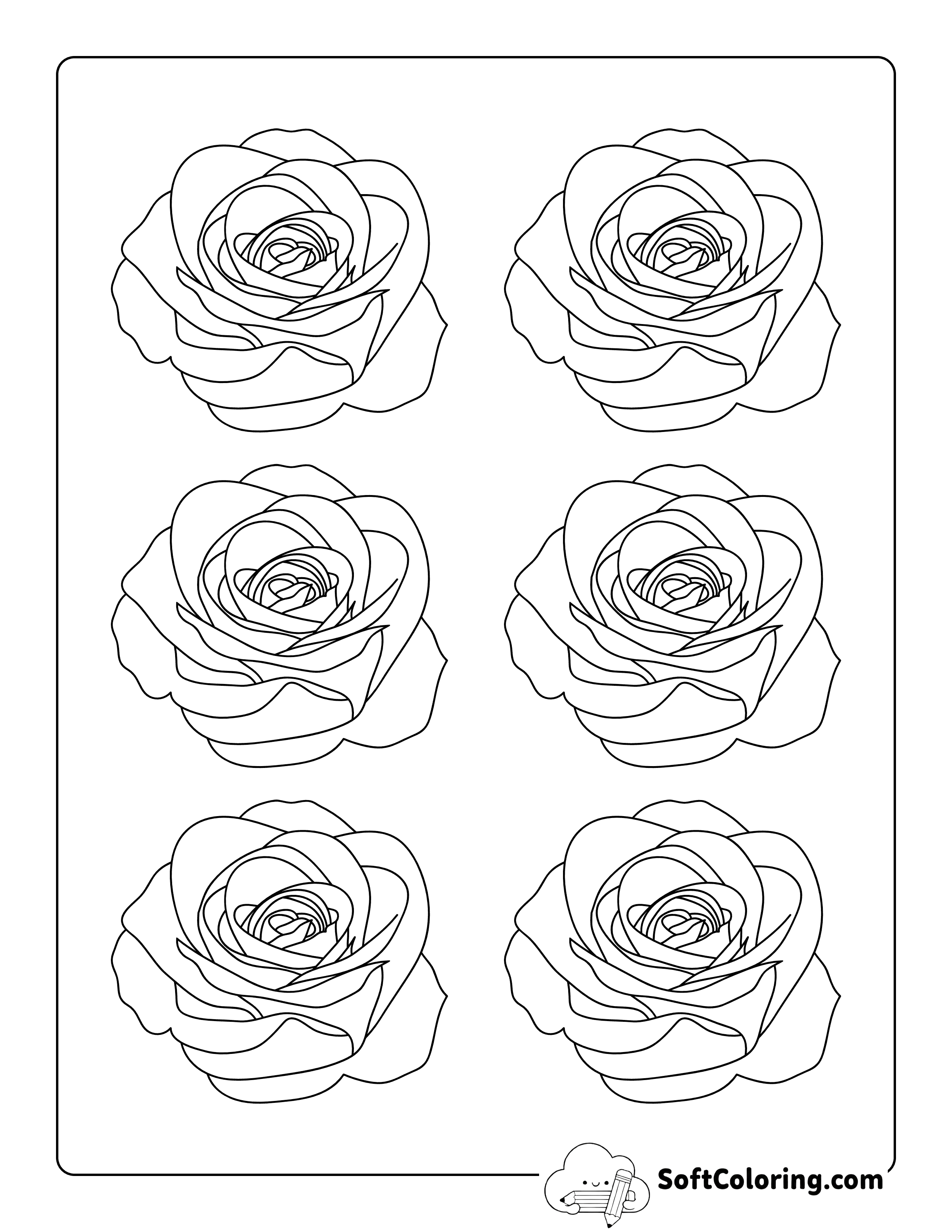 Rose Flower Template 3 inch