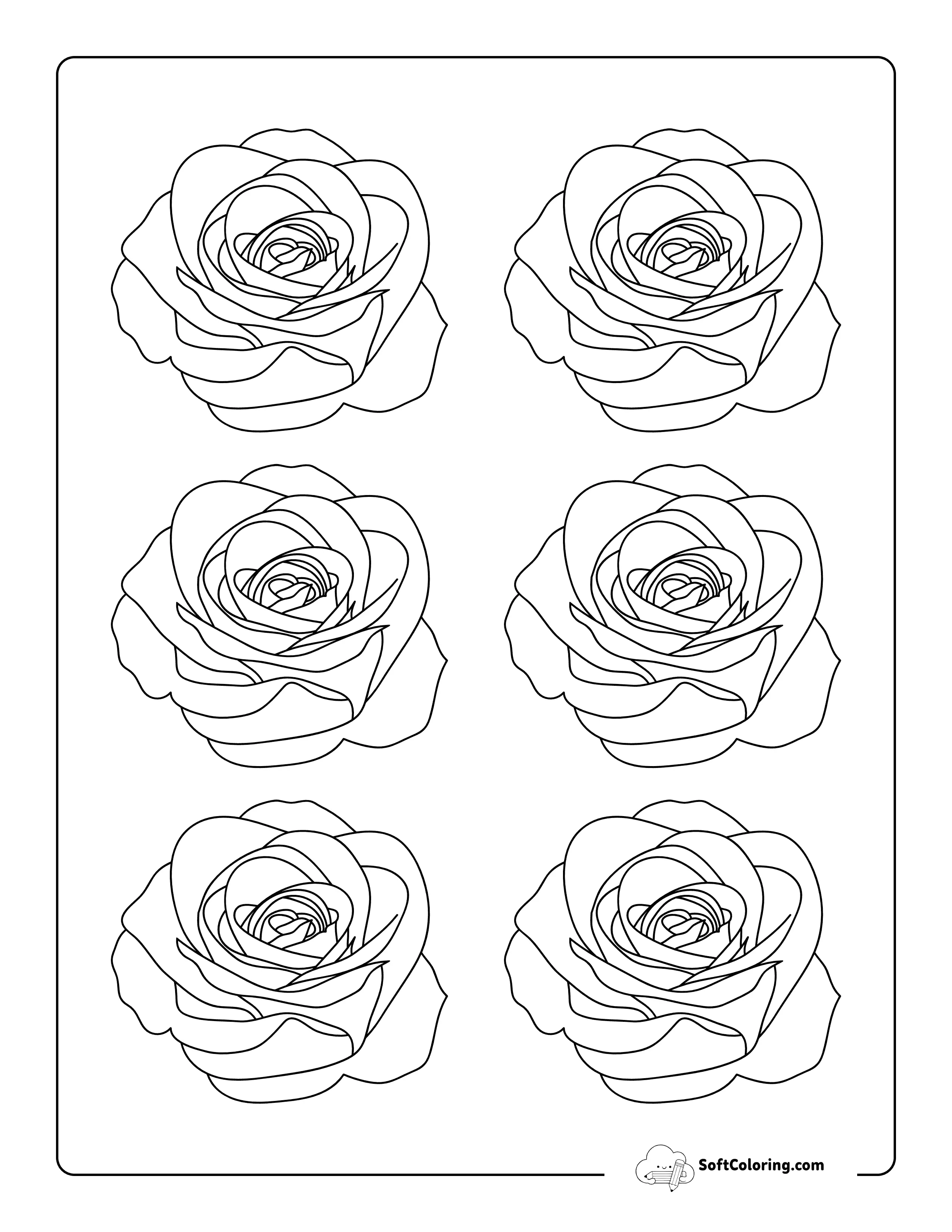Rose Flower Template 3 Inch