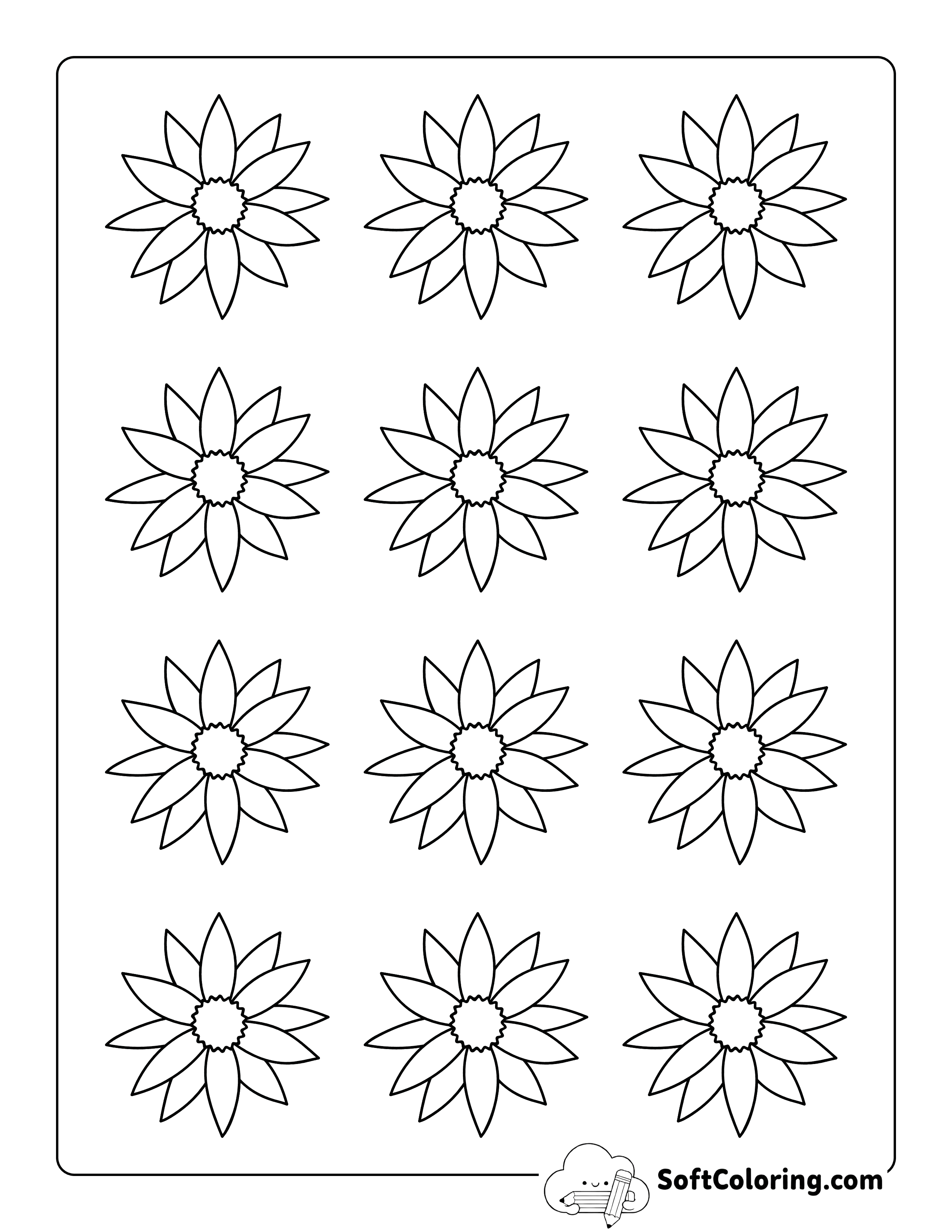 Flower Template with Pointed-petals 2 inch
