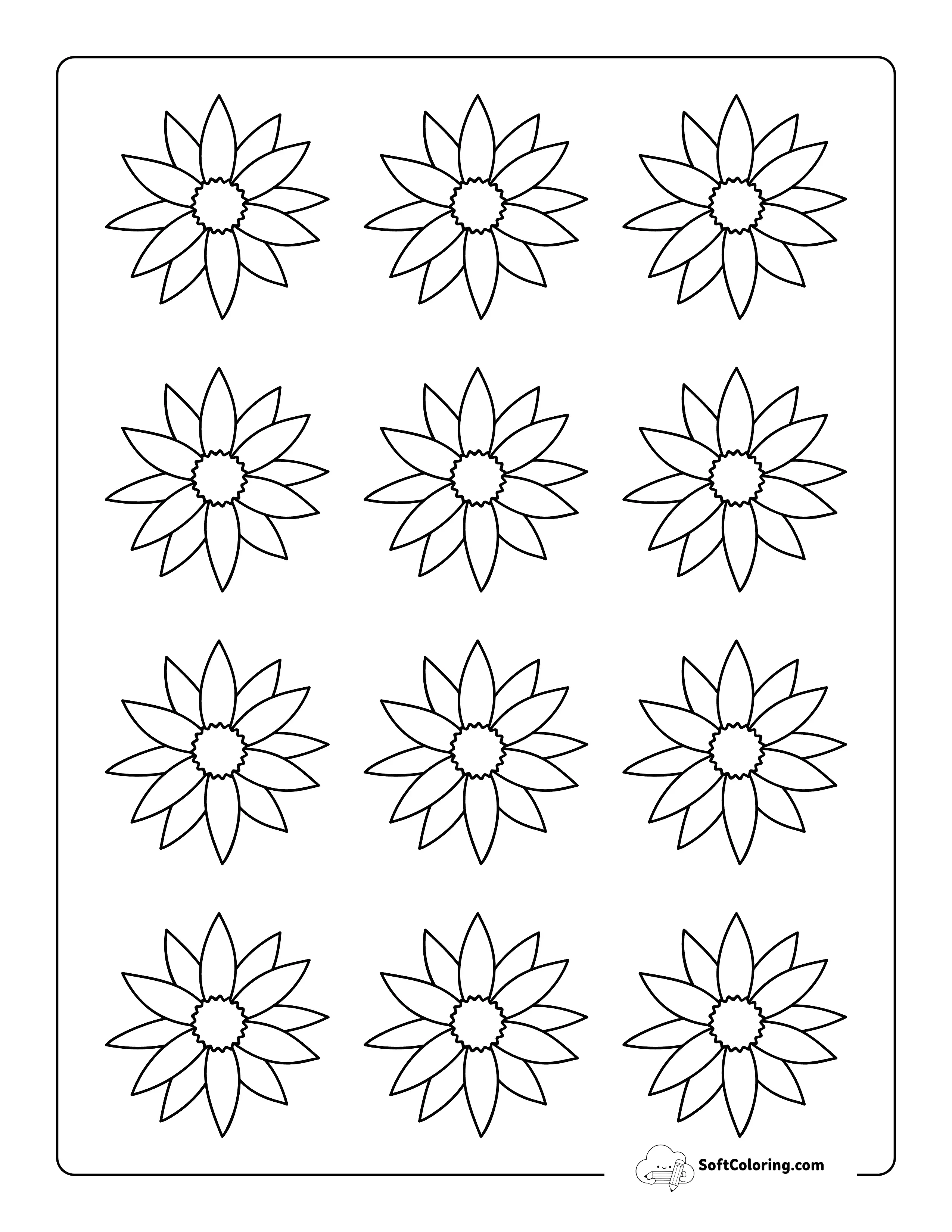 Flower Template With Pointed-Petals 2 Inch