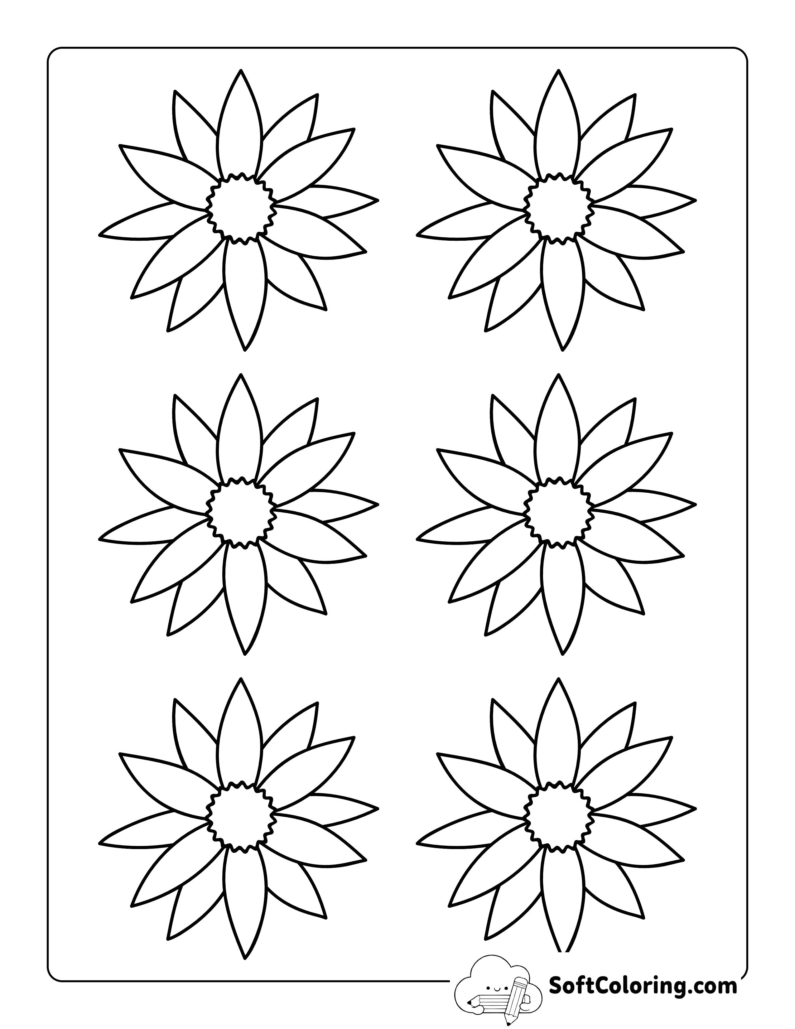 Flower Template with Pointed-petals 3 inch