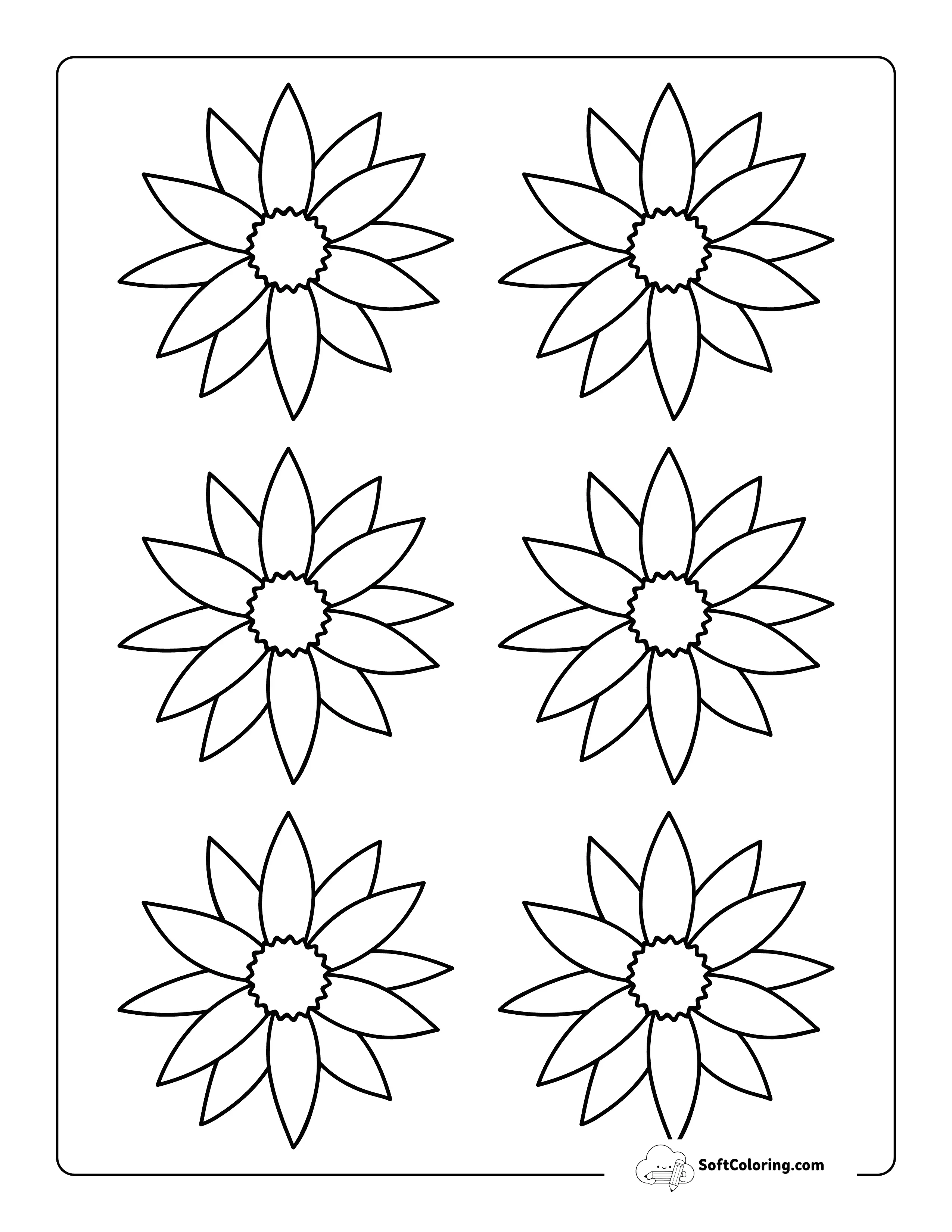 Flower Template With Pointed-Petals 3 Inch